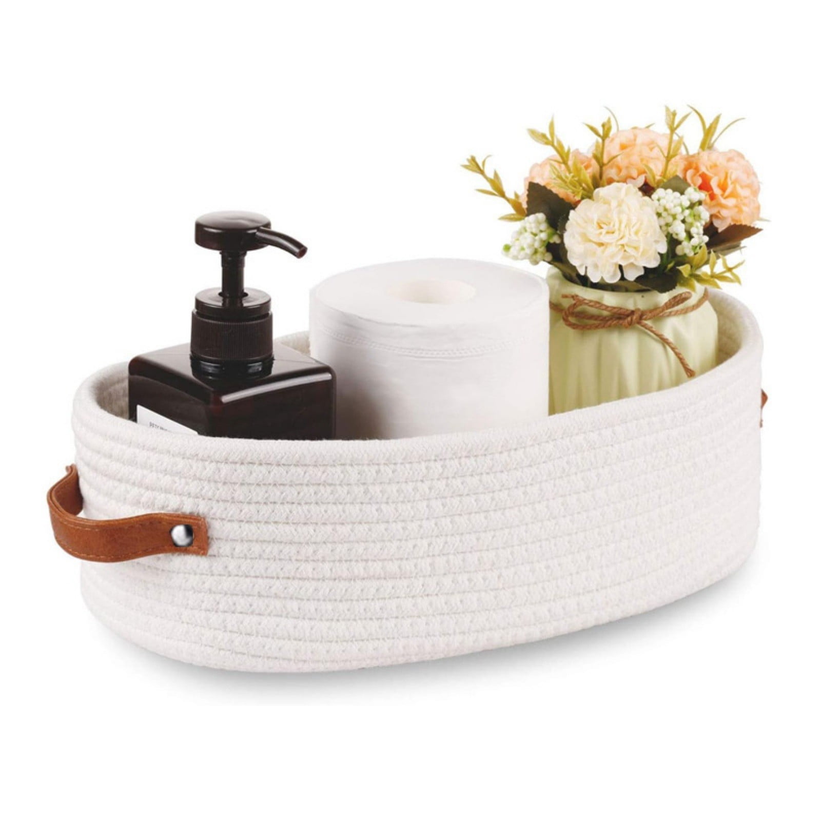 Small Cat Ears Toy Organizer, Woven Cotton Rope Basket, Decorative Nursery Bins & Boxes Gift Basket Empty for Pet Toy Storage, 1 Pcs, 7.8x3.93 12.59