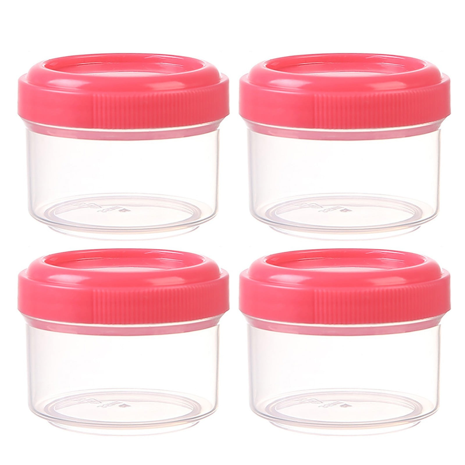 4Pcs Clear Plastic Jars With Lids,Small Plastic Storage Jars With Screw On Lids,Mini Wide-Mouth Refillable Storage Containers,Empty Round Containers For Candy,Beads,Lotion,Food Storage Red - Image 1