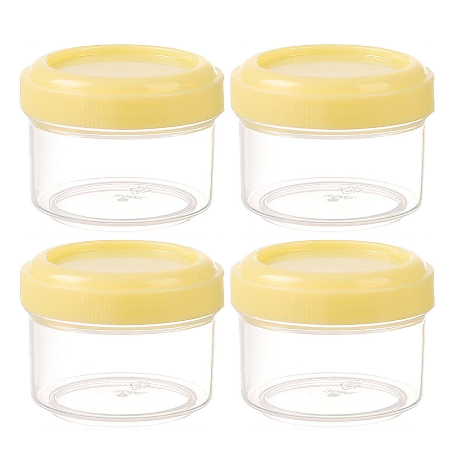 4Pcs Clear Plastic Jars With Lids,Small Plastic Storage Jars With Screw On Lids,Mini Wide-Mouth Refillable Storage Containers,Empty Round Containers For Candy,Beads,Lotion,Food Storage,Red Yellow - Image 1