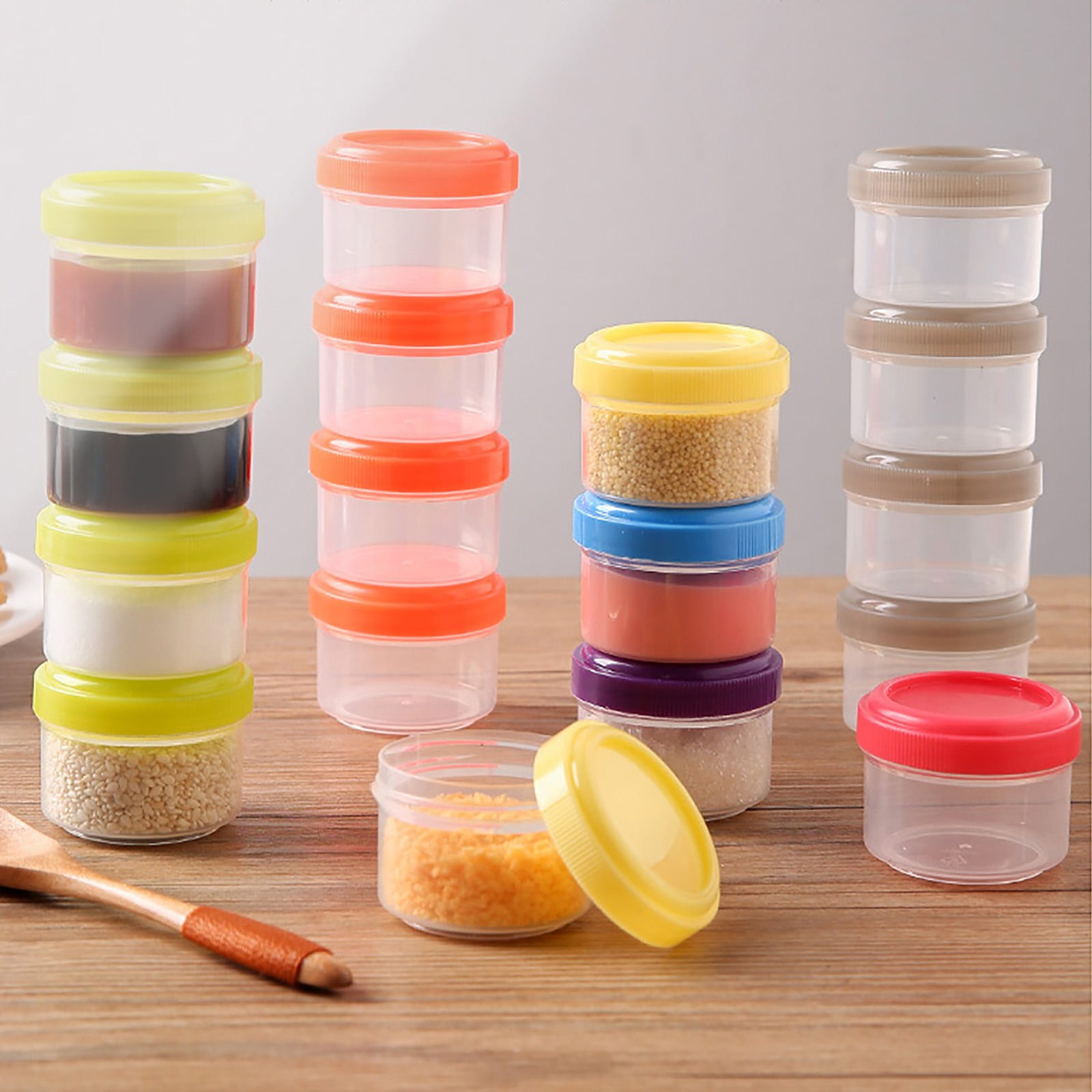 4Pcs Clear Plastic Jars With Lids,Small Plastic Storage Jars With Screw On Lids,Mini Wide-Mouth Refillable Storage Containers,Empty Round Containers For Candy,Beads,Lotion,Food Storage,Red Yellow - Image 6