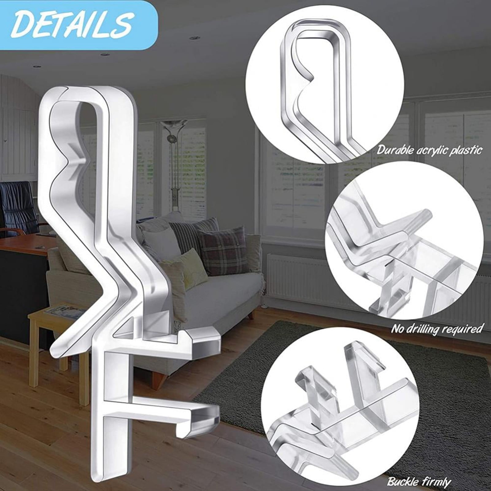 1Pcs Hidden Blind Clips ,Valance Clips,Plastic Clear Blind Clips,Blind Clips For Valance,2 Inch Hidden Channel Valance Clips Clear Plastic Valance Retainer Clips For Home Window Blinds Clear - Image 4