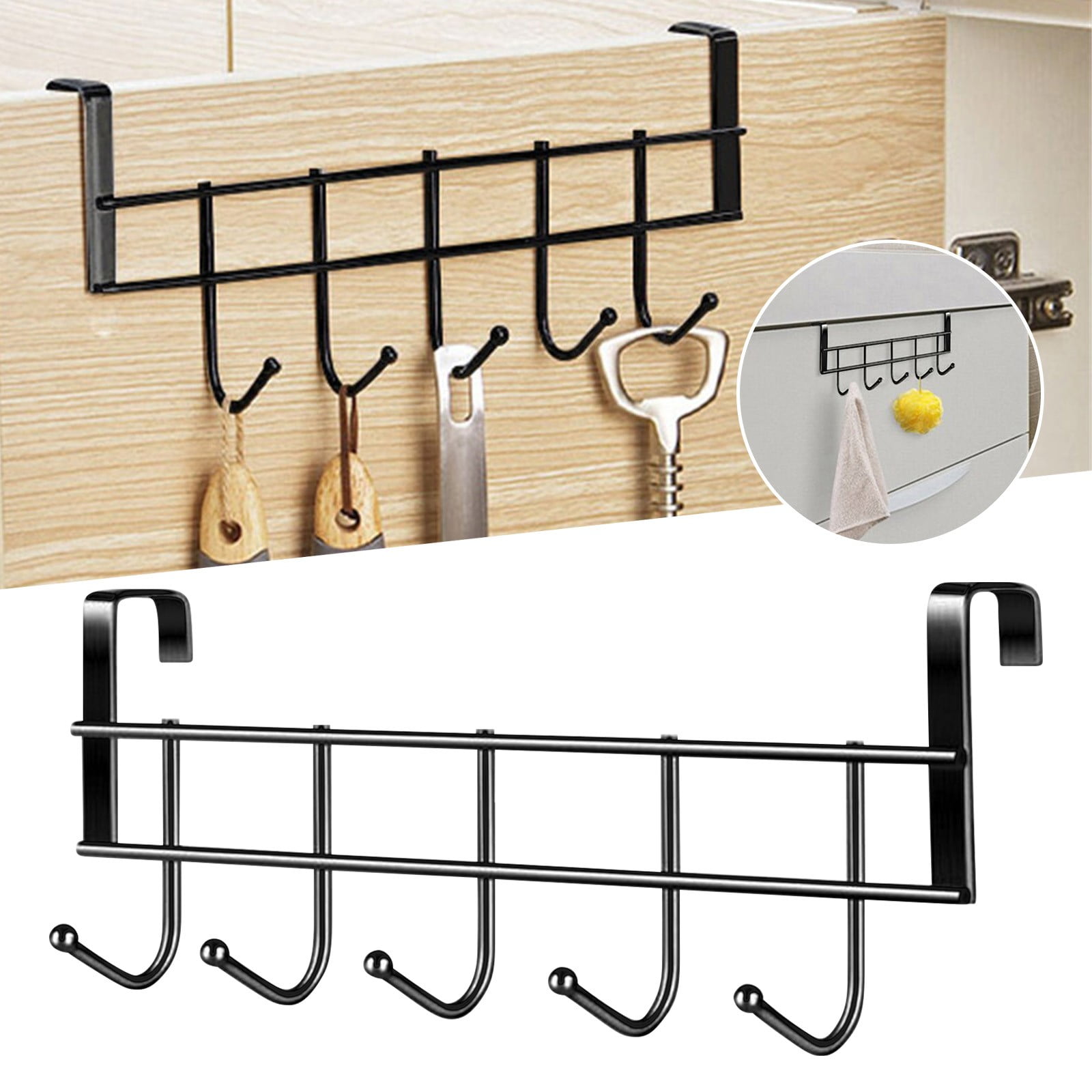 Over The Door Hooks, Door Hanger Hooks For Hanging ,Over The Door Towel Racks With 5 Coat Hook,Over The Door Towel Rack For Kitchen Bathroom Towel Holder Towels Hanger Rack Accessories,2.1 cm 5 cm - Image 5