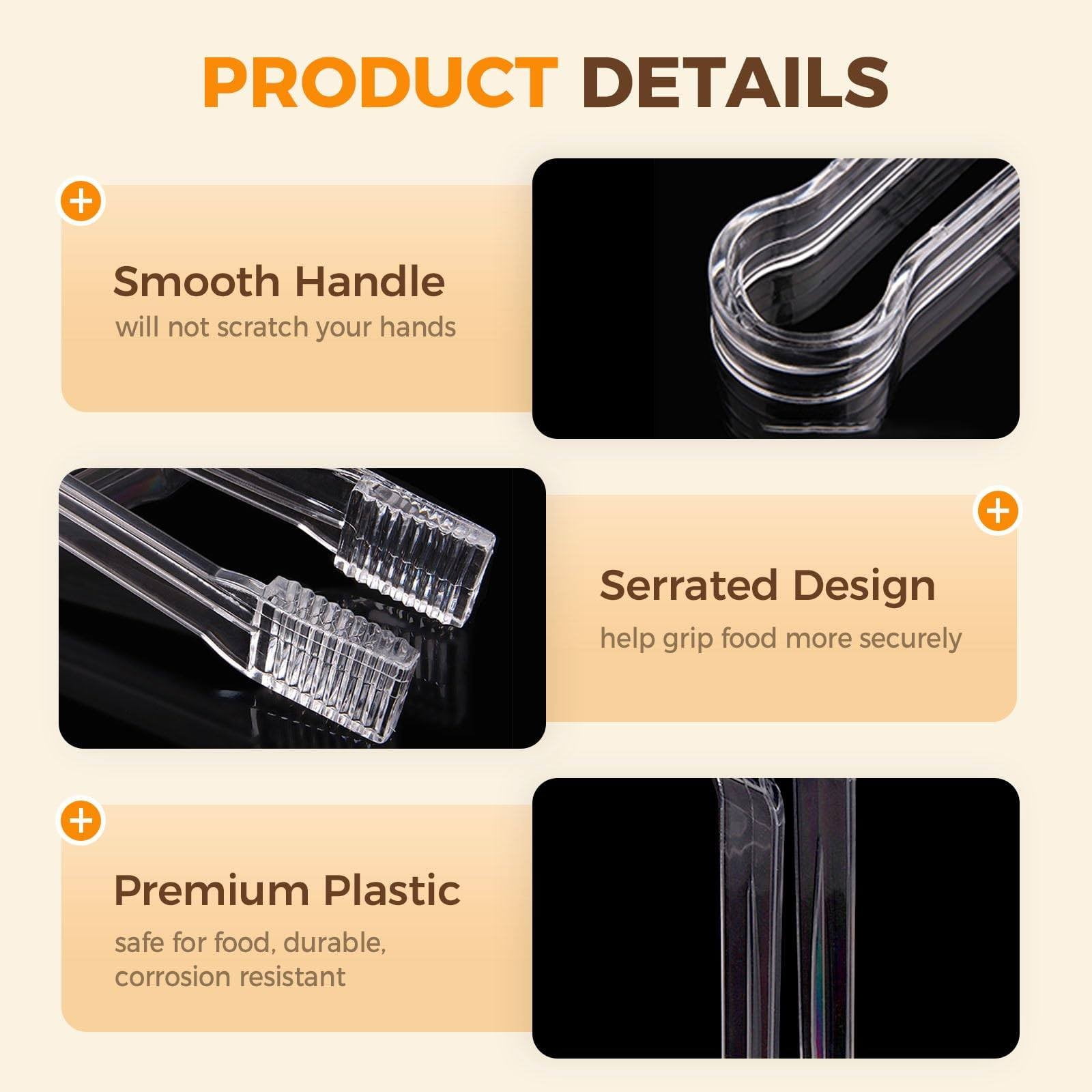 1Pcs Plastic Serving Tongs, 6.3 Inches Disposable Clear Plastic Tongs, Small Serving Tongs,Kitchen Mini Tongs,Small Serving Utensil Tongs For Party Food Buffet Appetizer Salad Catering Ice,(1PCS) 4PCS - Image 4
