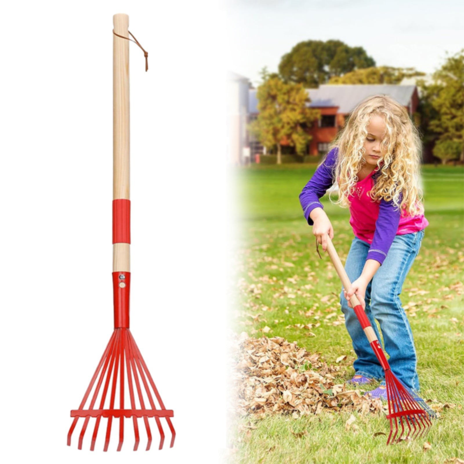 1Pcs Rake For Leaves,Rakes With Hardwood Handle,28