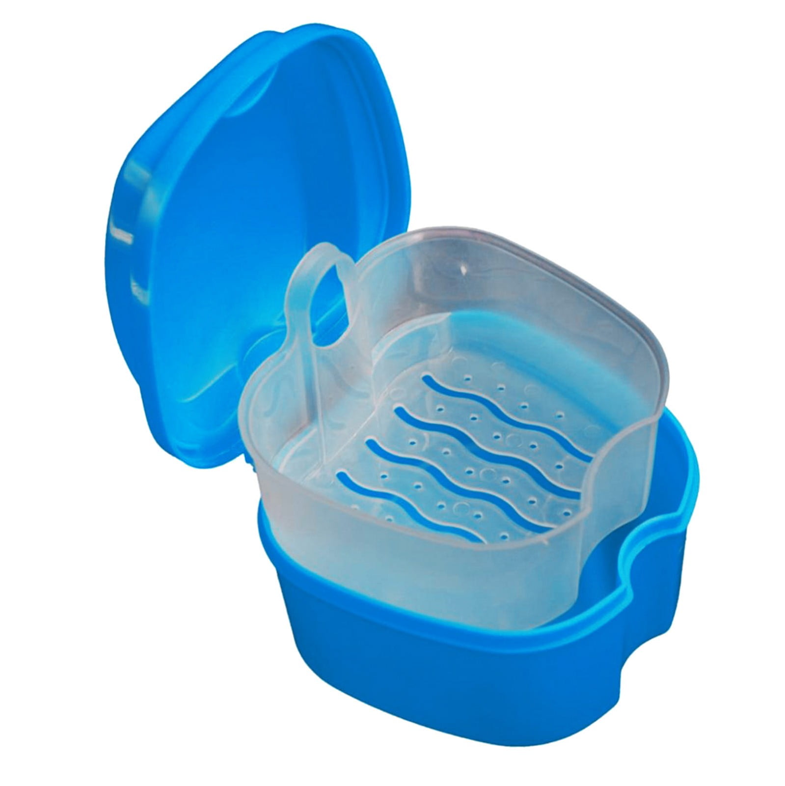 1Pcs Denture Bath Case Cup ,Dental Retainer Cleaner Case, Bath Box Mouthguard Storage Holder,Denture Case Box Holder Storage Soak Container With Strainer Basket For Travel Cleaning,(Dark Blue) Dark Blue - Image 1