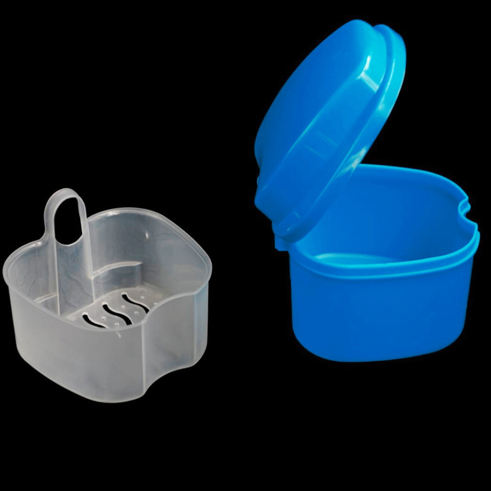 1Pcs Denture Bath Case Cup ,Dental Retainer Cleaner Case, Bath Box Mouthguard Storage Holder,Denture Case Box Holder Storage Soak Container With Strainer Basket For Travel Cleaning,(Dark Blue) Dark Blue - Image 6