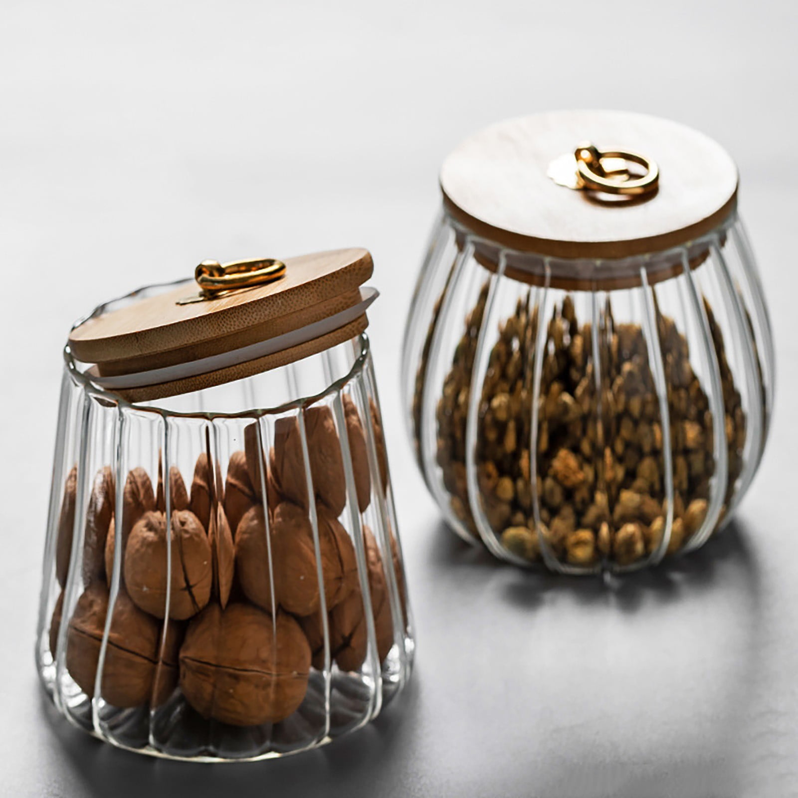 Sugar Containers With Bamboo Lids,Glass Coffee Canister Airtight Food Storage Jar With Lid, Candy Glass Canister Decorative Jars For Food Sugar Coffee Beans Tea, Coffee Bar Accessories A - Image 3