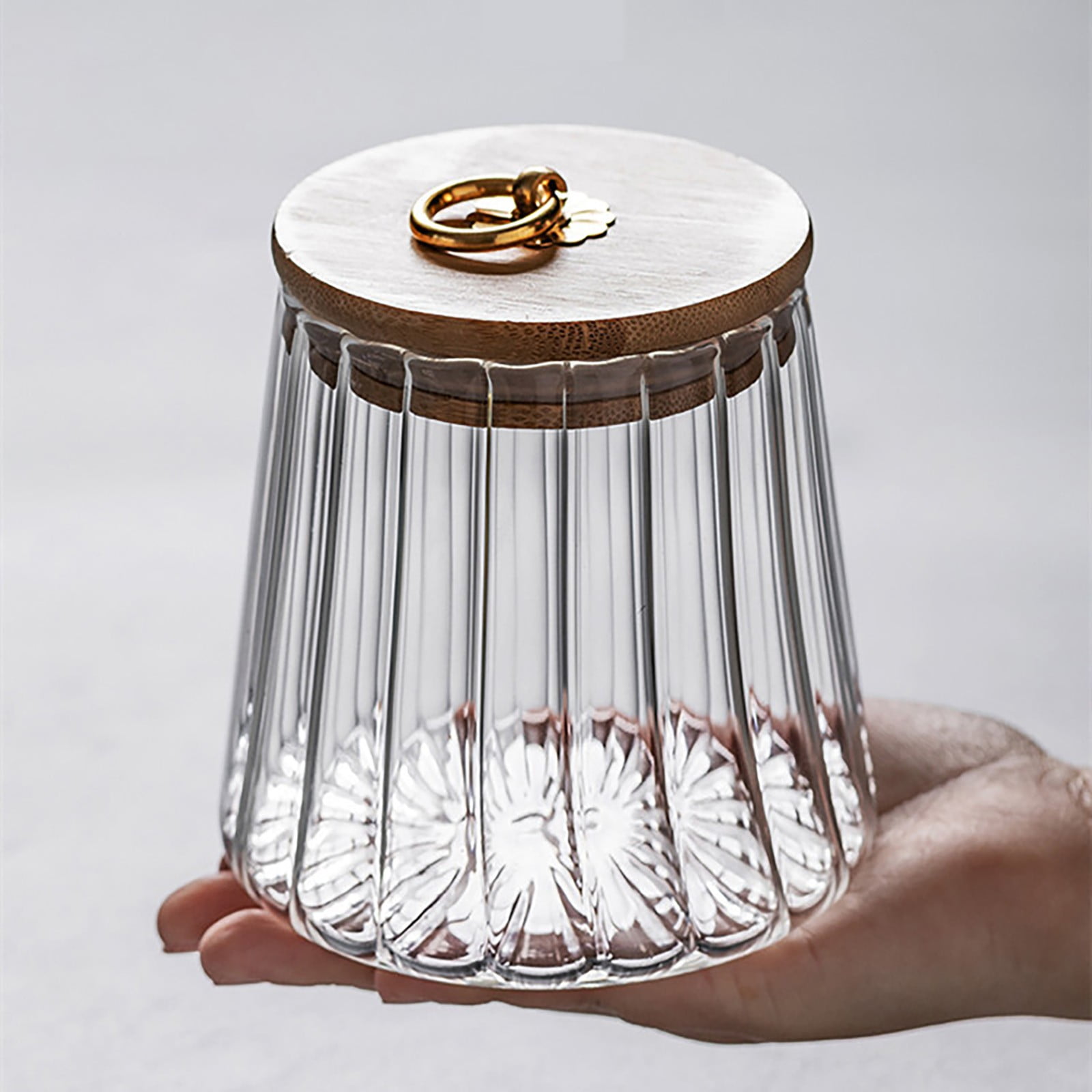Sugar Containers With Bamboo Lids,Glass Coffee Canister Airtight Food Storage Jar With Lid, Candy Glass Canister Decorative Jars For Food Sugar Coffee Beans Tea, Coffee Bar Accessories B - Image 2