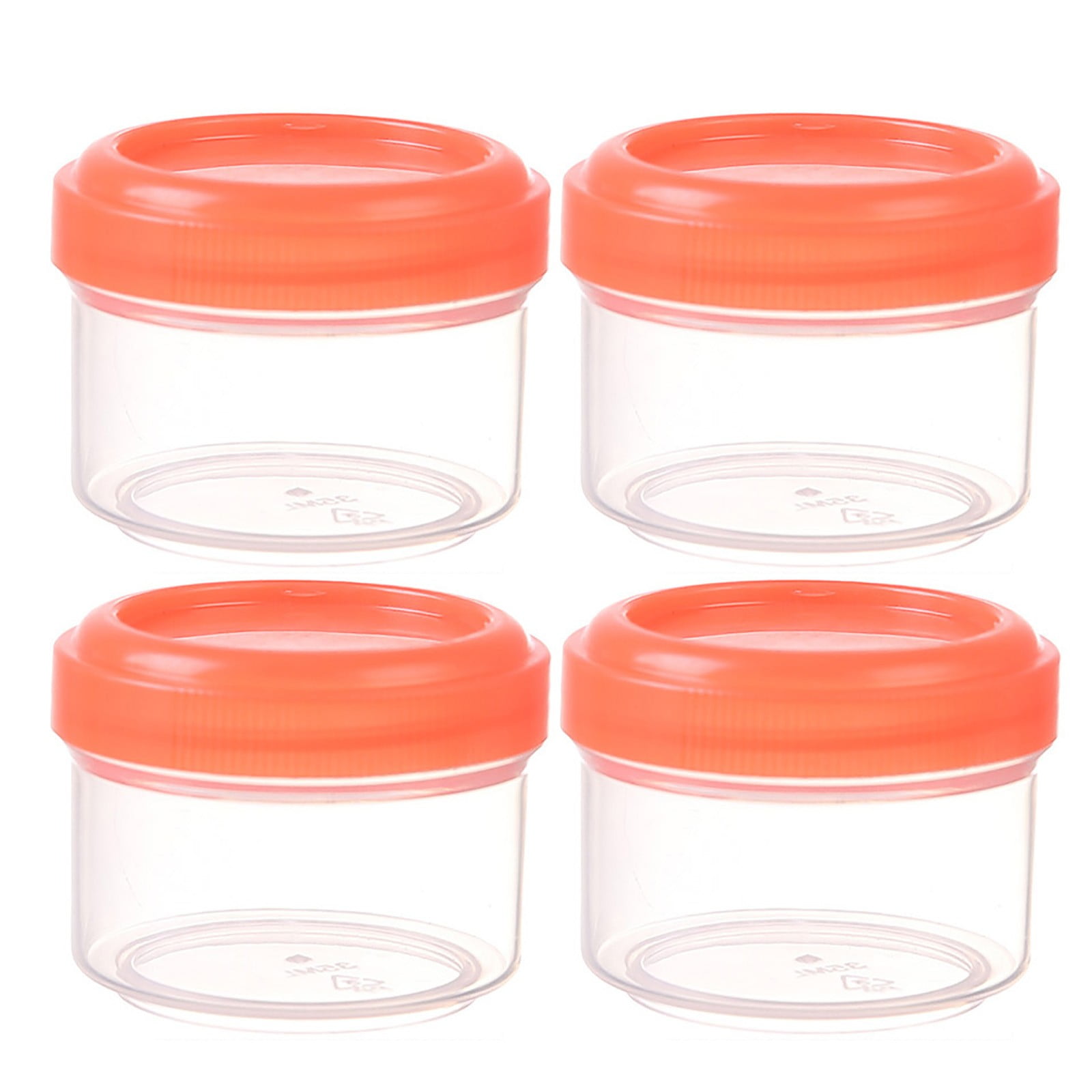 4Pcs Clear Plastic Jars With Lids,Small Plastic Storage Jars With Screw On Lids,Mini Wide-Mouth Refillable Storage Containers,Empty Round Containers For Candy,Beads,Lotion,Food Storage,Purple Orange - Image 1