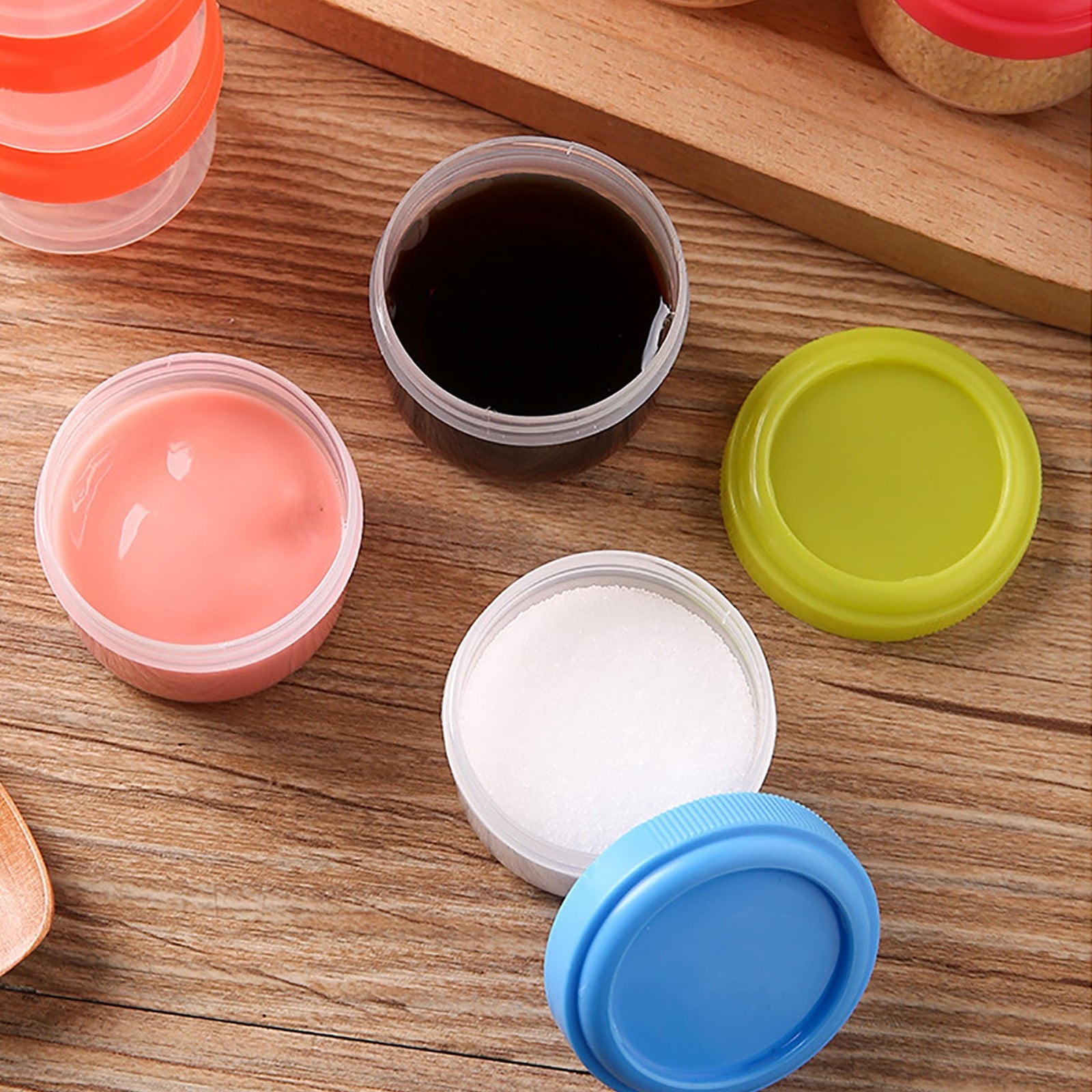 4Pcs Clear Plastic Jars With Lids,Small Plastic Storage Jars With Screw On Lids,Mini Wide-Mouth Refillable Storage Containers,Empty Round Containers For Candy,Beads,Lotion,Food Storage,Purple Orange - Image 5