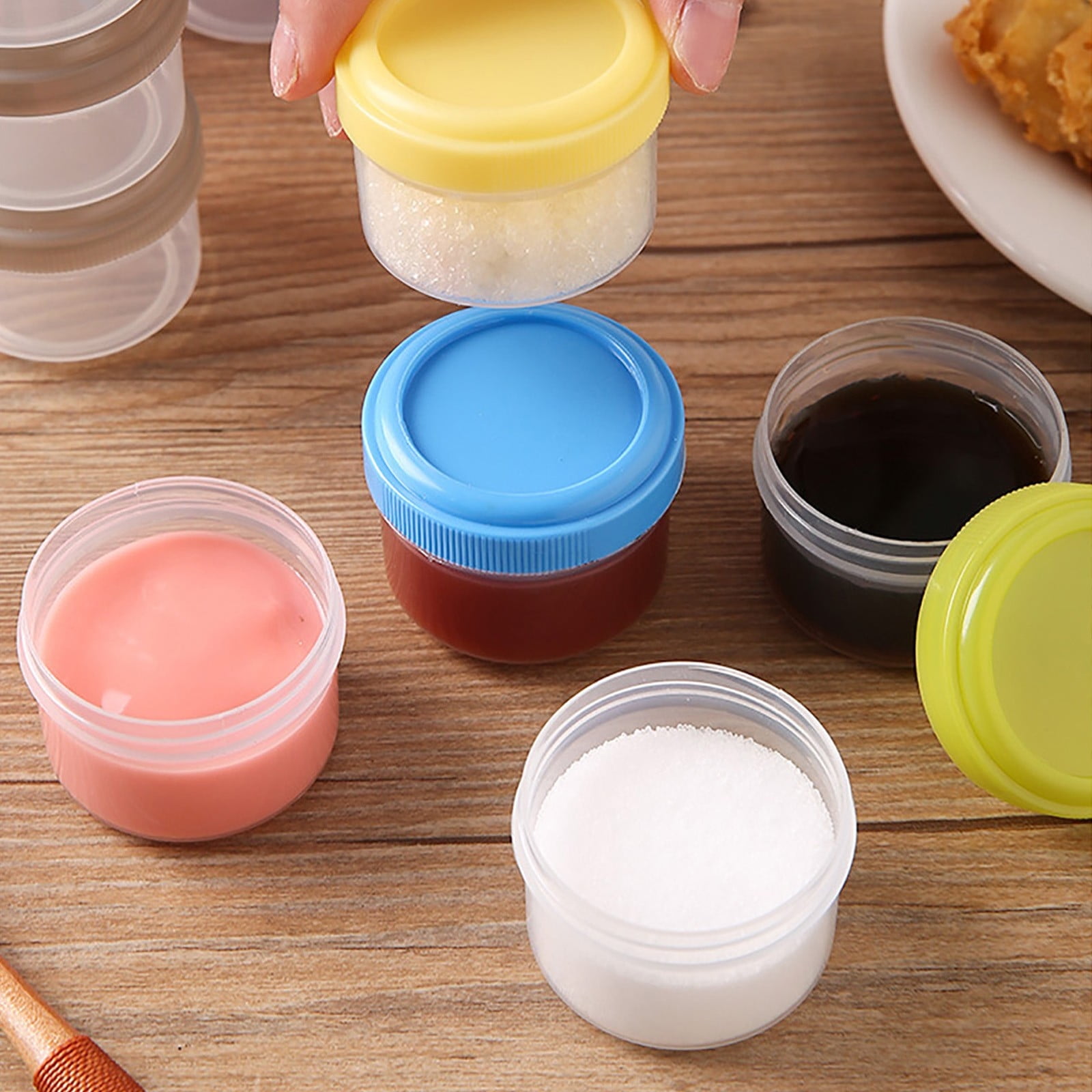 4Pcs Clear Plastic Jars With Lids,Small Plastic Storage Jars With Screw On Lids,Mini Wide-Mouth Refillable Storage Containers,Empty Round Containers For Candy,Beads,Lotion,Food Storage,Purple Orange - Image 7
