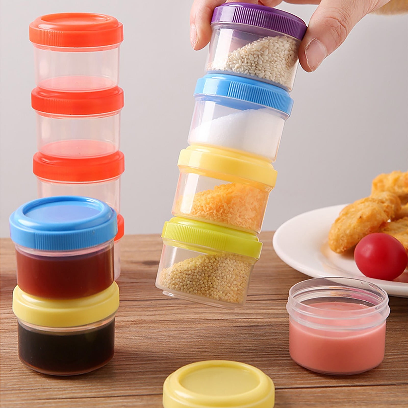 4Pcs Clear Plastic Jars With Lids,Small Plastic Storage Jars With Screw On Lids,Mini Wide-Mouth Refillable Storage Containers,Empty Round Containers For Candy,Beads,Lotion,Food Storage,Purple Orange - Image 8