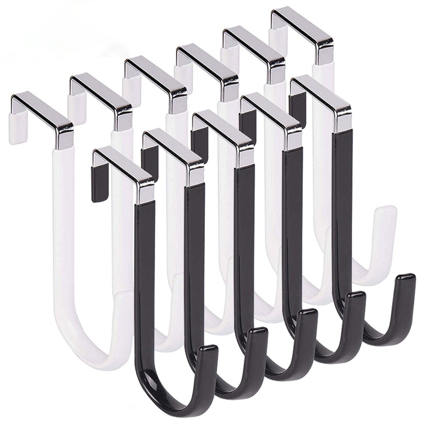 Over the Door Hook,1 Pack Over The Door Hooks Rubber Scratches,Sturdy Metal Single Over Door Hooks,Door Hanger Hook Door Hooks for Hanging,Towels,Clothes,Bathroom,Hold Up to 20Lbs(White) Black - Image 8