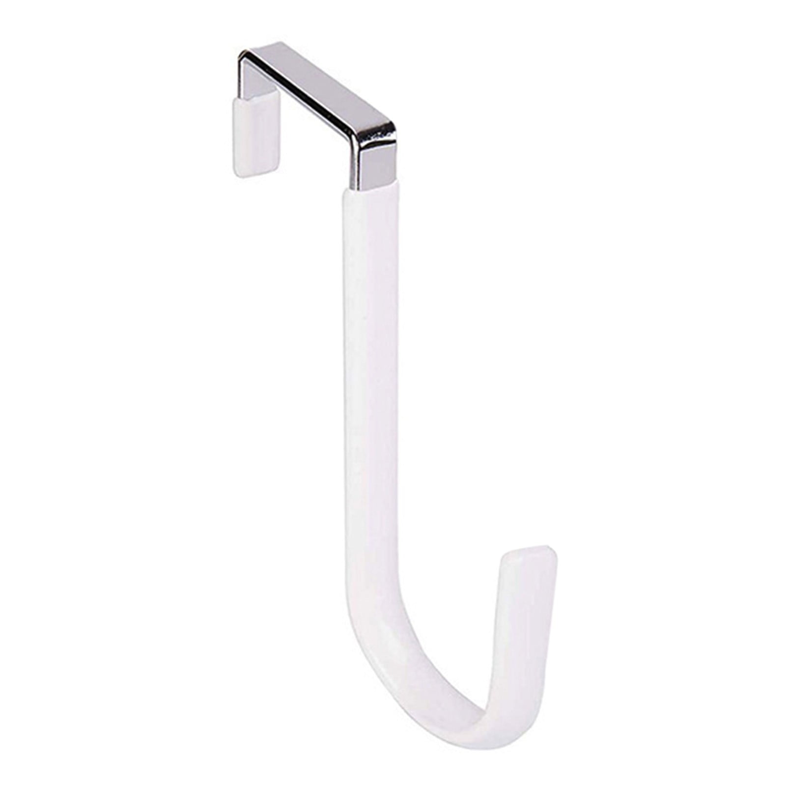 Over the Door Hook,1 Pack Over The Door Hooks Rubber Scratches,Sturdy Metal Single Over Door Hooks,Door Hanger Hook Door Hooks for Hanging,Towels,Clothes,Bathroom,Hold Up to 20Lbs(White) White - Image 1