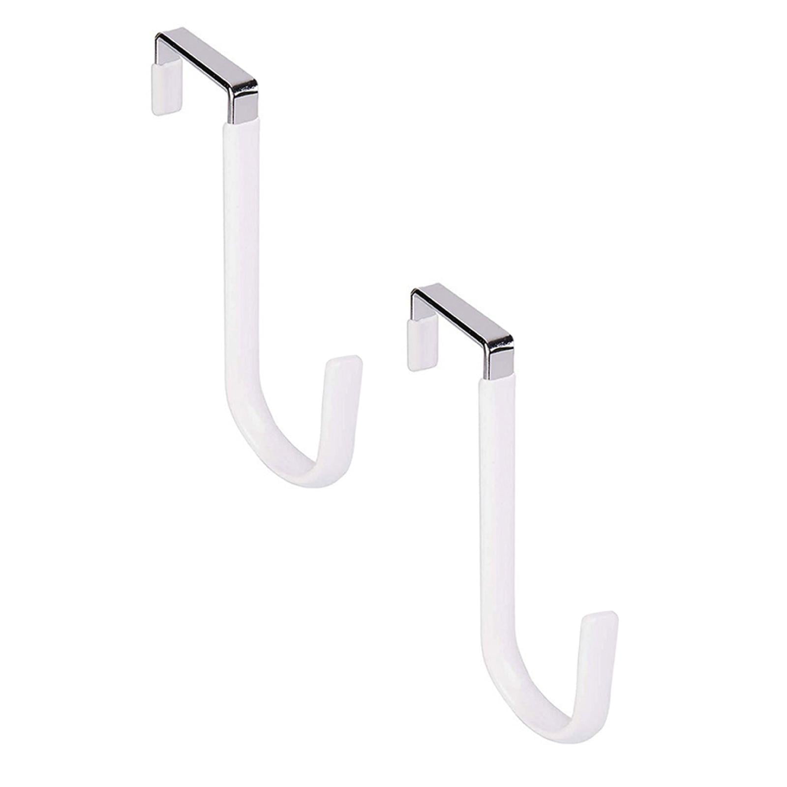 Over the Door Hook,1 Pack Over The Door Hooks Rubber Scratches,Sturdy Metal Single Over Door Hooks,Door Hanger Hook Door Hooks for Hanging,Towels,Clothes,Bathroom,Hold Up to 20Lbs(White) White(2PC) - Image 1