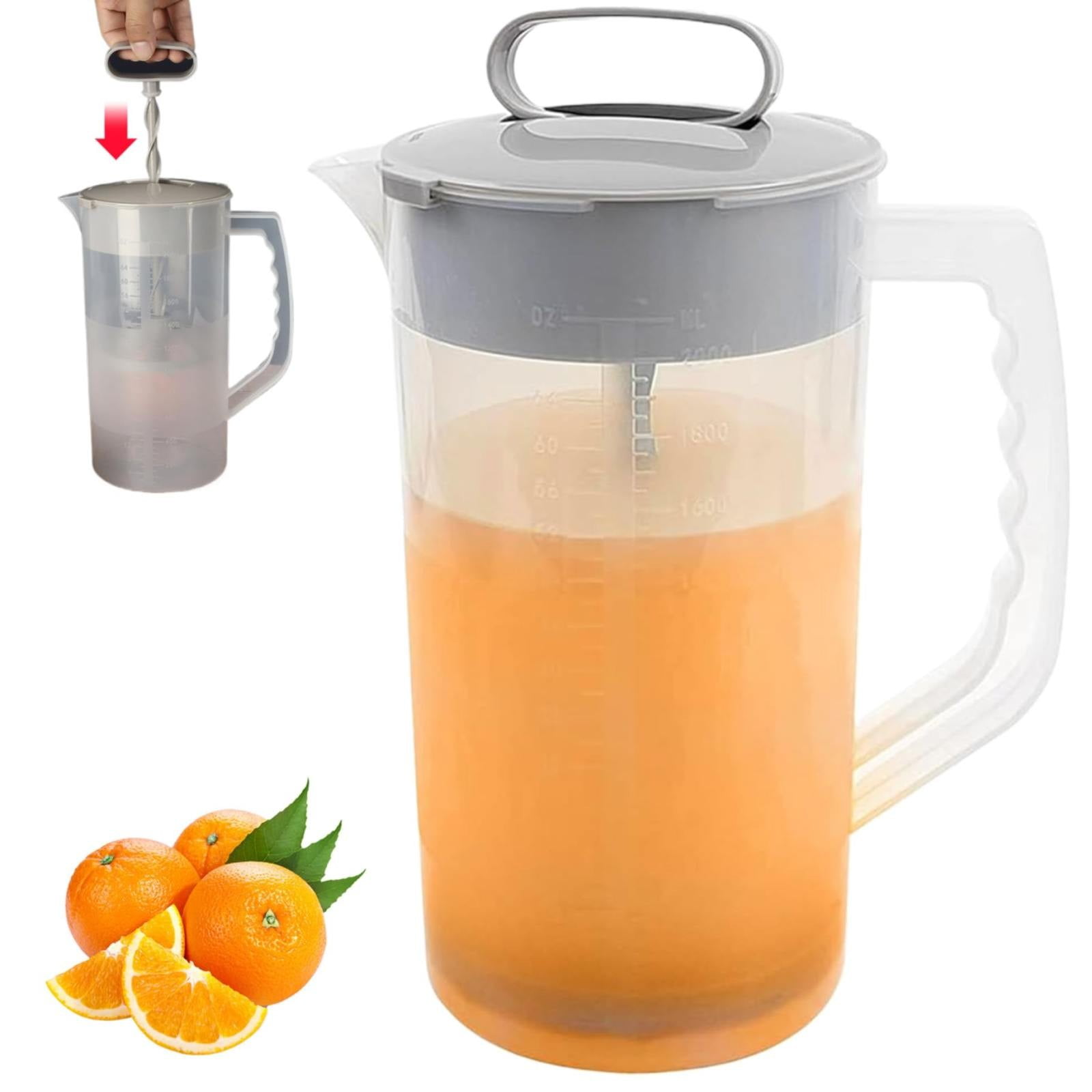 Mixing Pitcher For Drinks, 68 Oz Plastic Water Pitcher With Lid,Mixing Pitcher With Lid Drink Containers,Angled Plastic Blades And Adjustable Mixer Plunger For Juice, Powdered Milk 68 Oz - Image 2