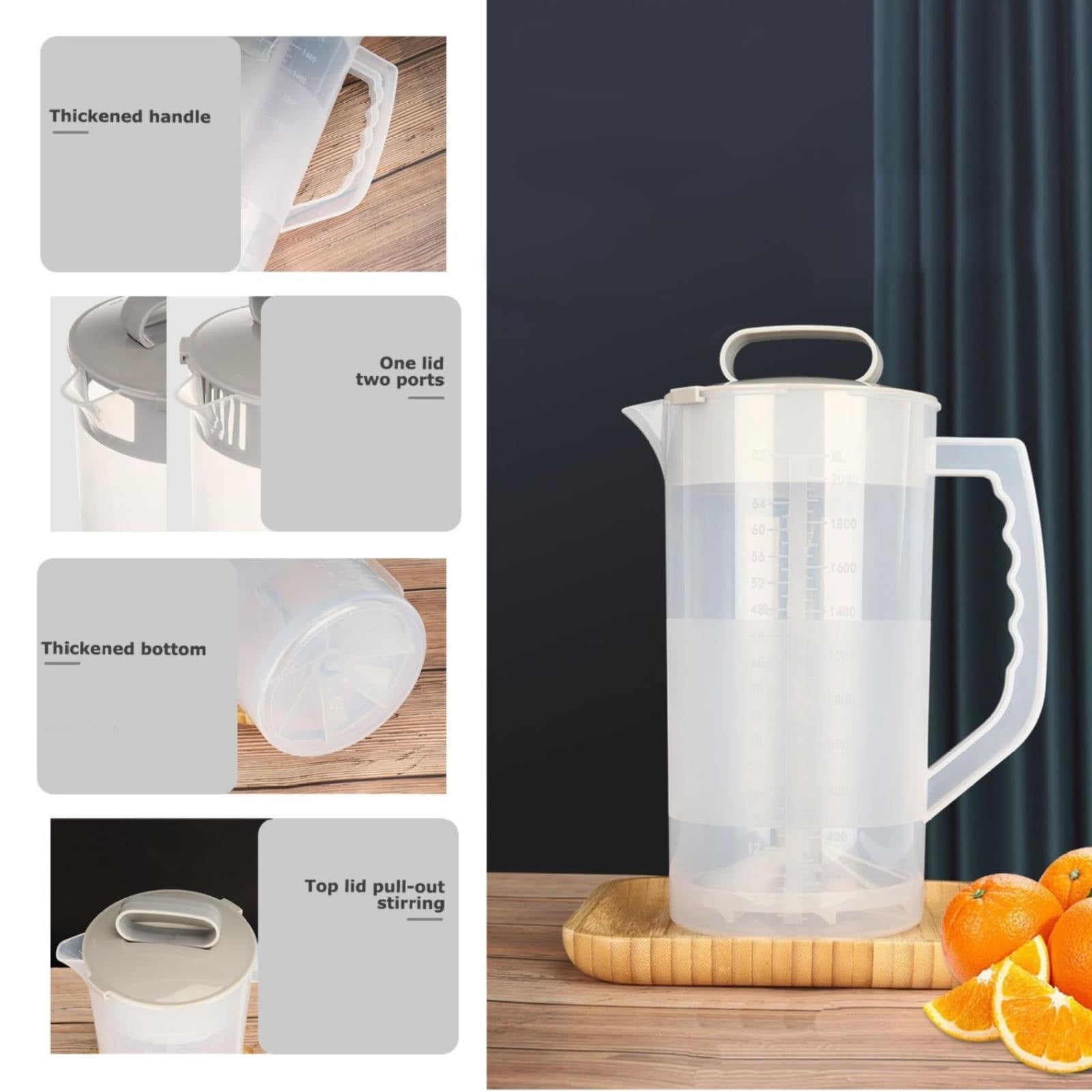 Mixing Pitcher For Drinks, 68 Oz Plastic Water Pitcher With Lid,Mixing Pitcher With Lid Drink Containers,Angled Plastic Blades And Adjustable Mixer Plunger For Juice, Powdered Milk 68 Oz - Image 4