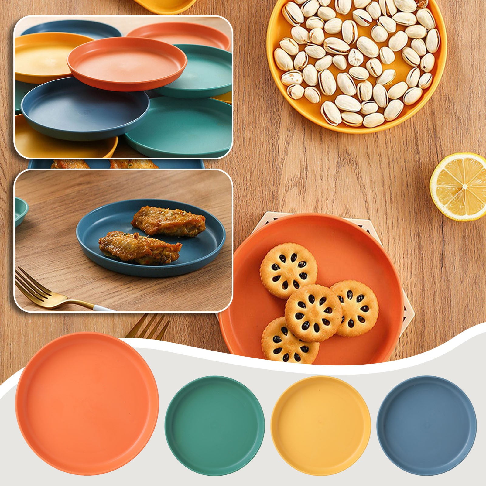 1Pcs Lightweight Mini Plastic Plates, Spit Bone Dishes ,Unbreakable Dinner Dishes Plates,Reusable Plate Dishwasher Microwave Safe, Dinner Plates, Plastic Plates Reusable,Easy To Clean,Green Blue - Image 4