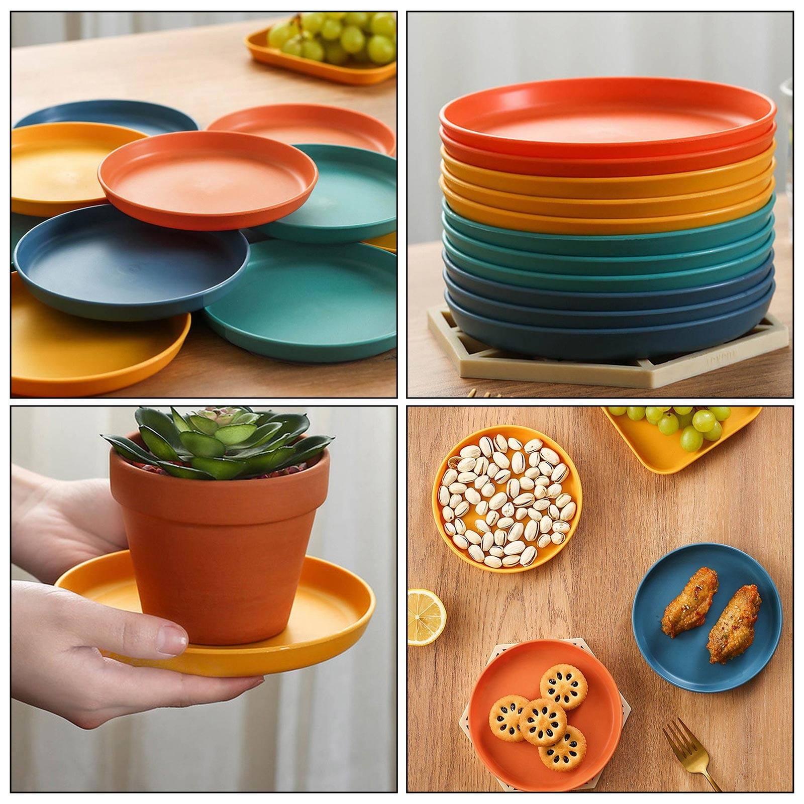 1Pcs Lightweight Mini Plastic Plates, Spit Bone Dishes ,Unbreakable Dinner Dishes Plates,Reusable Plate Dishwasher Microwave Safe, Dinner Plates, Plastic Plates Reusable,Easy To Clean,Green Orange - Image 6