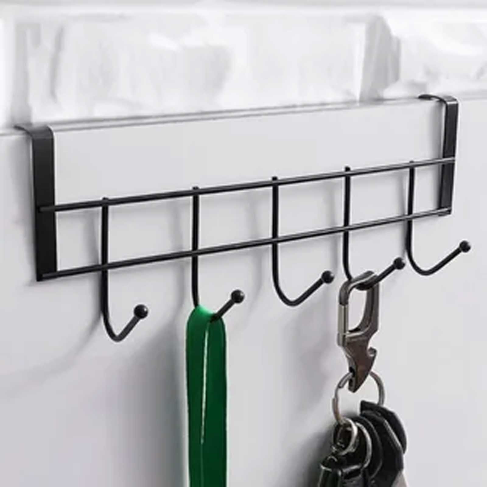 Over The Door Hooks For Hanging, Over The Door Hanger, Over The Door Organizer,Over The Door Towel Rack For Bathroom With 5 Coat Hooks, Bathroom Towel Holder Towels Hanger,Bedroom Door Hooks,(Black) Black-4PCS - Image 6