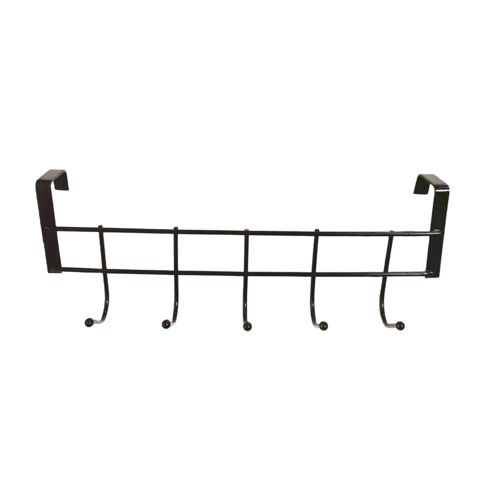 Over The Door Hooks For Hanging, Over The Door Hanger, Over The Door Organizer,Over The Door Towel Rack For Bathroom With 5 Coat Hooks, Bathroom Towel Holder Towels Hanger,Bedroom Door Hooks,(Black) Black-5PCS - Image 1