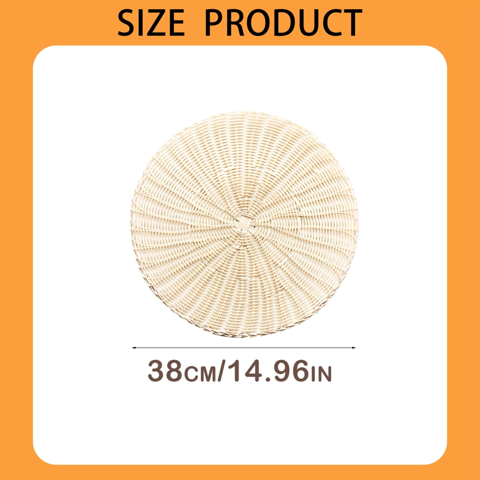 14 Inch Round Woven Placemats, Non Slip Heat Resistant Plastic Table Mats,Table Placemat For Household Use,Round Rattan Placemats Braided Cup Coasters For Drink Kitchen Dining Table Decoration,Brown White - Image 3