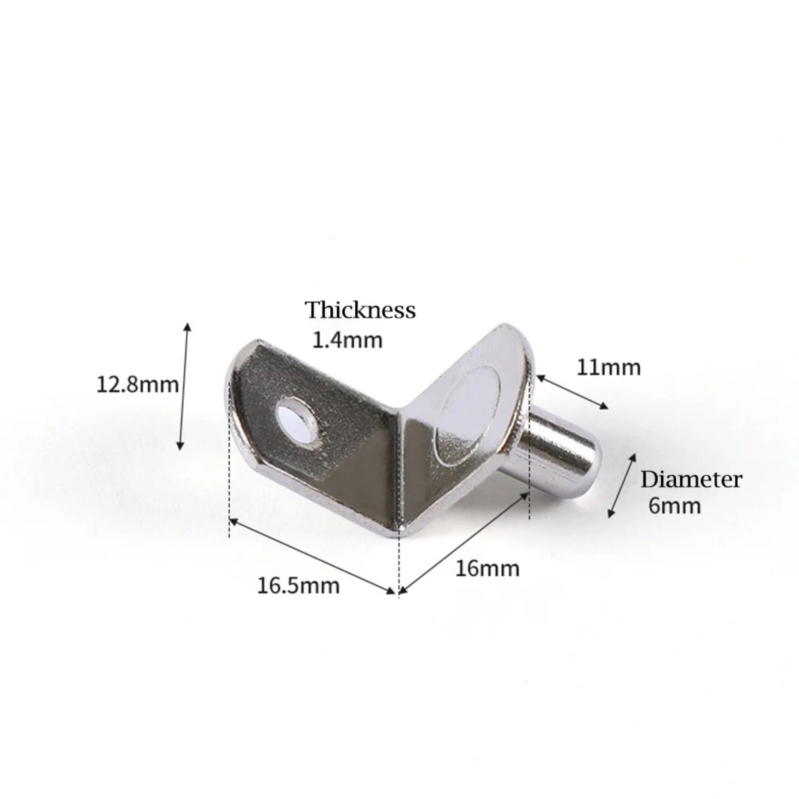 Shelf Pins, L-Shaped Metal Support Pegs, Bracket-Style Clips for Bookshelf Kitchen Cabinet Cupboard Shelves Holders, Shelf Pegs with Hole for Cabinet Closet, 1 Pcs, 1.08x0.50x0.63 1.08