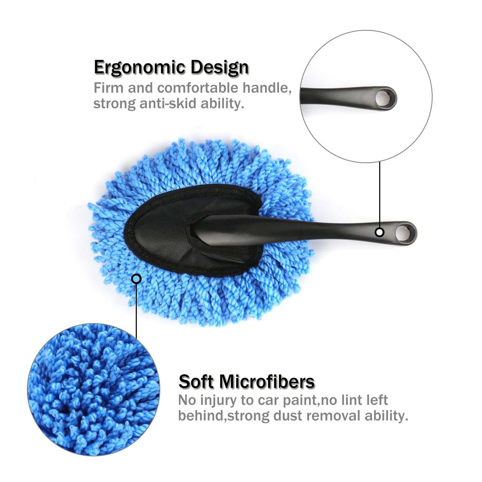 Car Dash Duster Brush, Super Soft Microfiber Multi-Functional Car Cleaning Brush, Scratch Free Dash Dusting Tool with a Anti-Skid Handle for Vehicle Home Kitchen Cleaning, 1 Pcs, 13.3x7.5 13.3