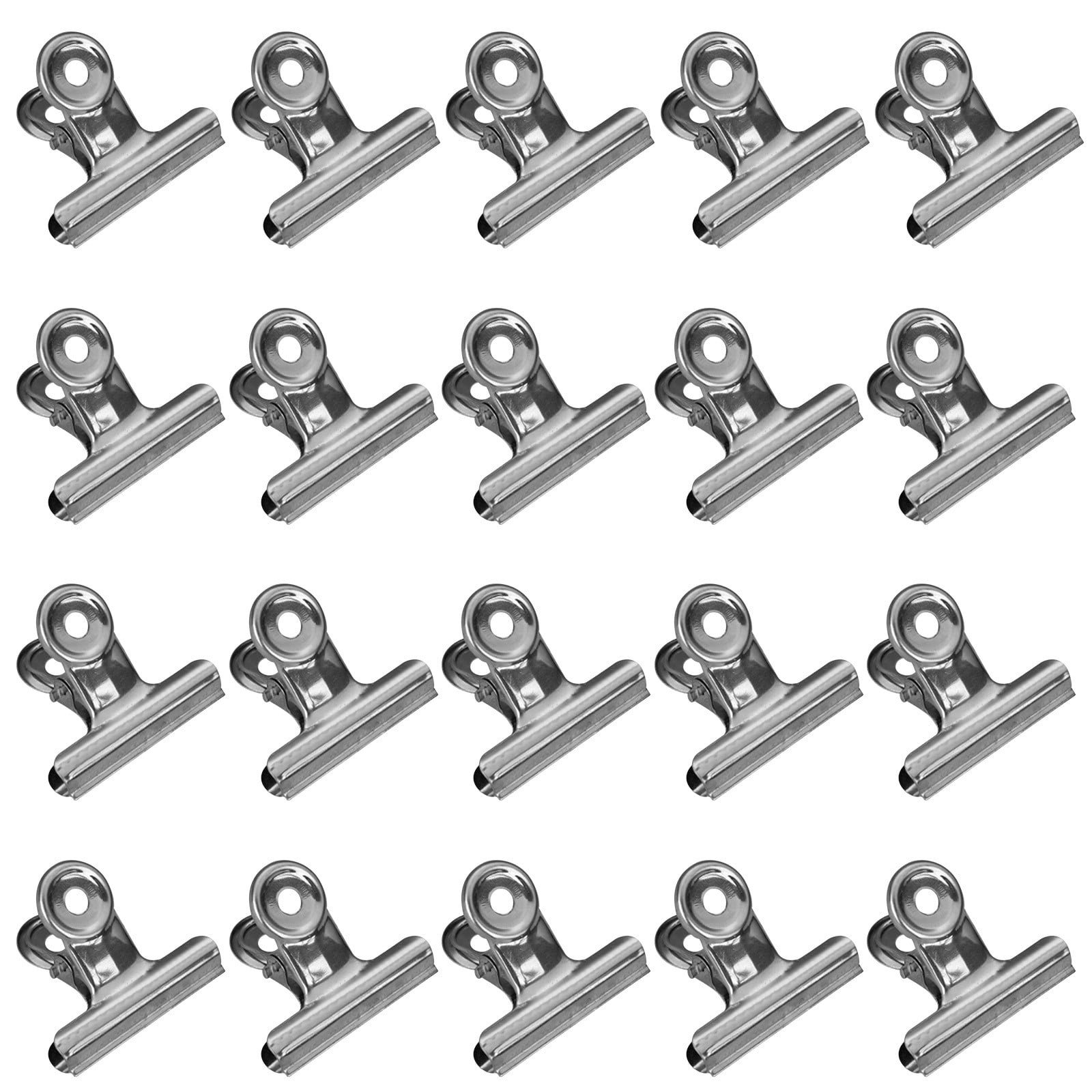20 Pack Metal Clips for Corkboard, Heavy Duty Bulldog Clips for Hanging Pictures, Small Hinge Clips for Photos Crafts, Mini Binder Clips Paper File Clamps for Office, 1.96 Inches 1.96