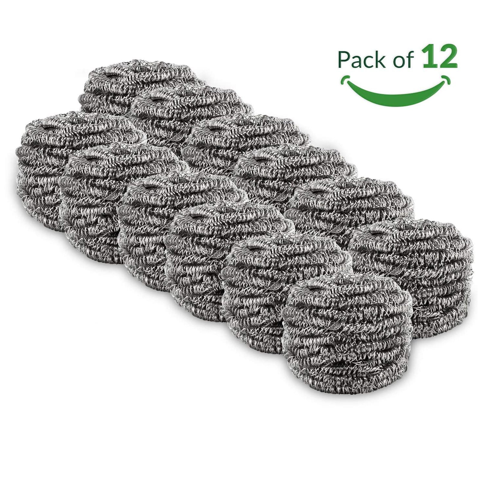 12 Pack Stainless Steel Scourers,Steel Scourers,Metal Wire Sponge Scouring Pads,Steel Wool Scrubber Pad Used For Dishes, Pots, Pans, And Ovens. Easy Scouring For Tough Kitchen Cleaning 12PCS - Image 7