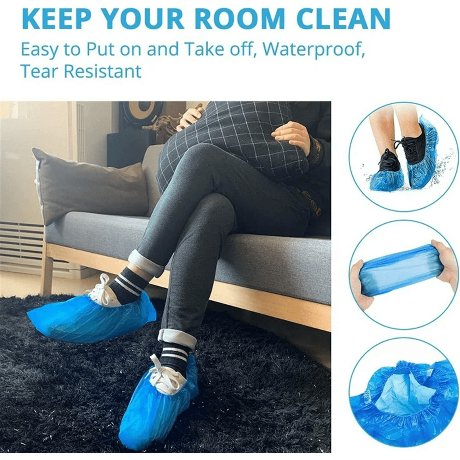Shoe Covers Disposable Non-Slip For Indoors,100 Pieces (50 Pairs) Waterproof Shoe Booties Covers For Indoors,Waterproof Shoe Covers,Disposable Shoe Covers For Carpet Floor Protection,100PCS 600PCS - Image 4