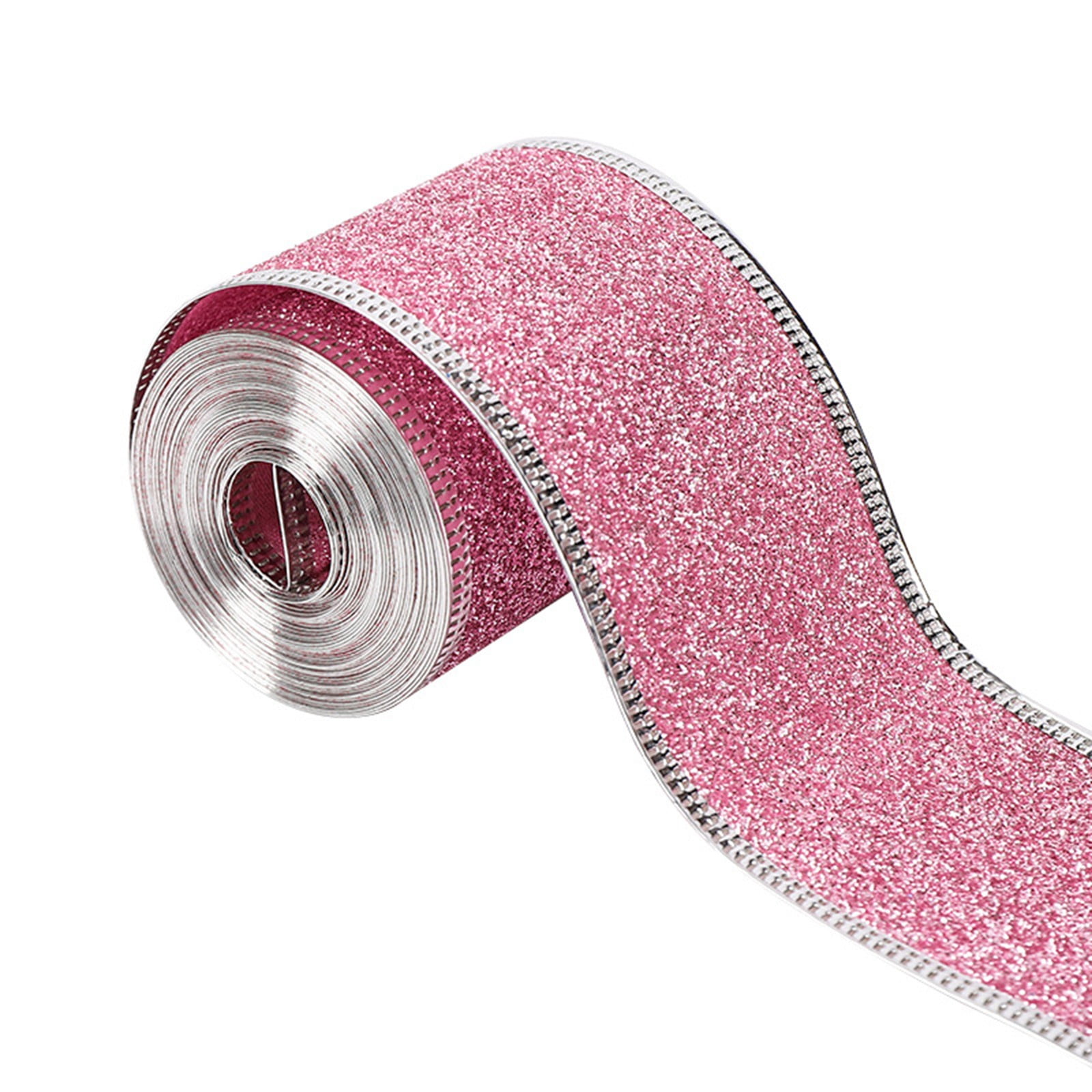 Christmas Red Plaid Ribbon,Wired Edge Wrapping Ribbons,Plaid Christmas Ribbon,Christmas Decorations,Tartan Decor For Gift Wrapping Xmas Crafts Wreath Diy Making Supplies Bow Decorations,Red Pink - Image 1