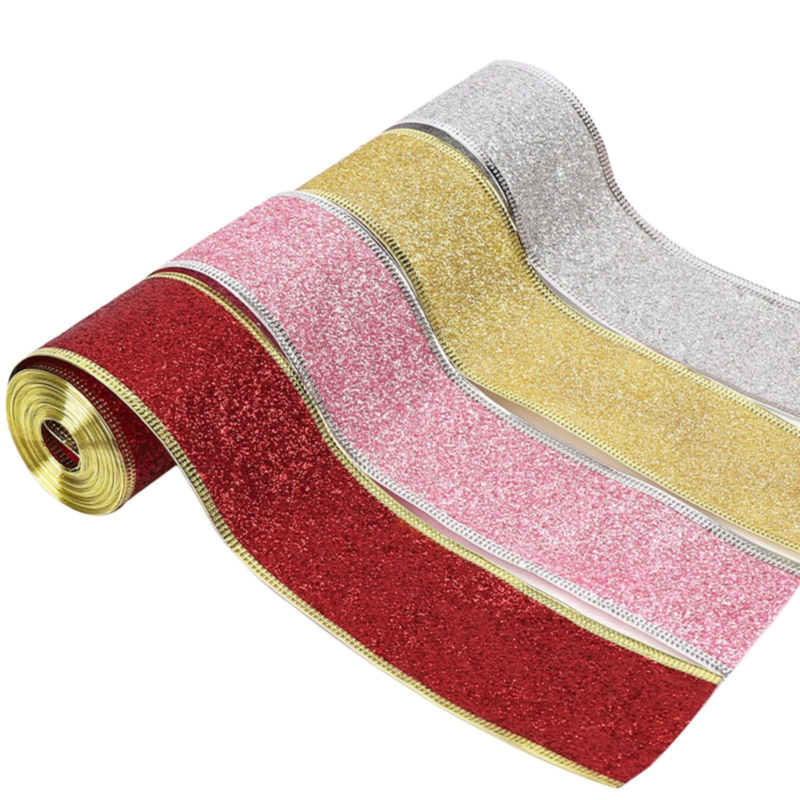 Christmas Red Plaid Ribbon,Wired Edge Wrapping Ribbons,Plaid Christmas Ribbon,Christmas Decorations,Tartan Decor For Gift Wrapping Xmas Crafts Wreath Diy Making Supplies Bow Decorations,Red Pink - Image 6