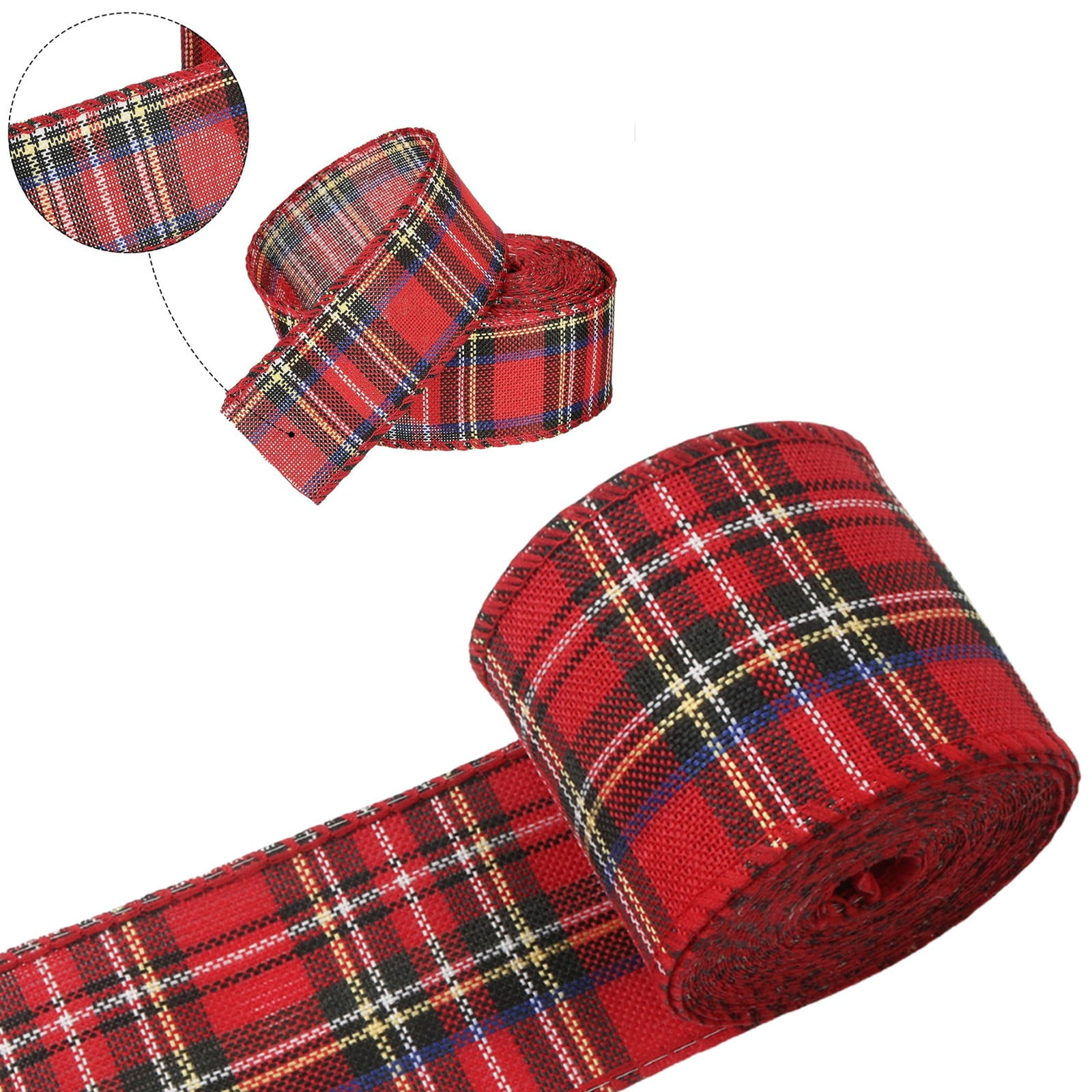 Christmas Red Plaid Ribbon,Wired Edge Wrapping Ribbons,Plaid Christmas Ribbon,Christmas Decorations,Tartan Decor For Gift Wrapping Xmas Crafts Wreath Diy Making Supplies Bow Decorations,Red Z_2PCSRed - Image 6