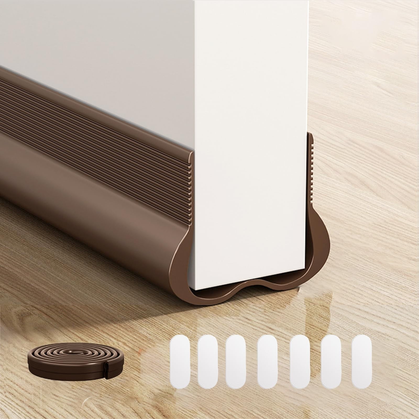 Door Draft Stopper,Draft Guard for Exterior and Interior Doors,Sound Proofing Thick Foam Strip Gap Filler,Weather Stripping Door Seal, Garage Window Blocker Noise Cold Air Insulation(Black) Brown - Image 4
