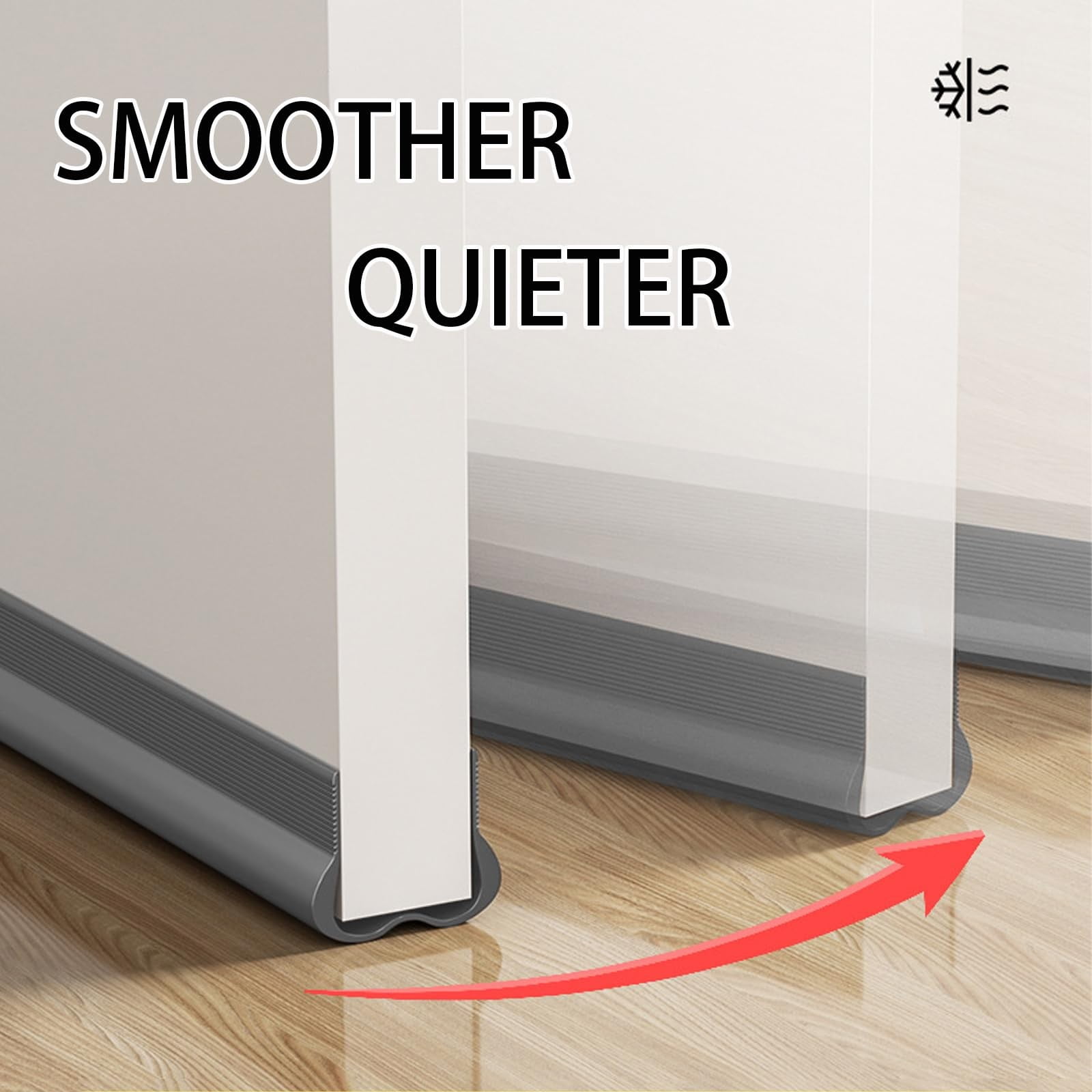 Door Draft Stopper,Draft Guard for Exterior and Interior Doors,Sound Proofing Thick Foam Strip Gap Filler,Weather Stripping Door Seal, Garage Window Blocker Noise Cold Air Insulation(Black) Grey(2pc) - Image 6