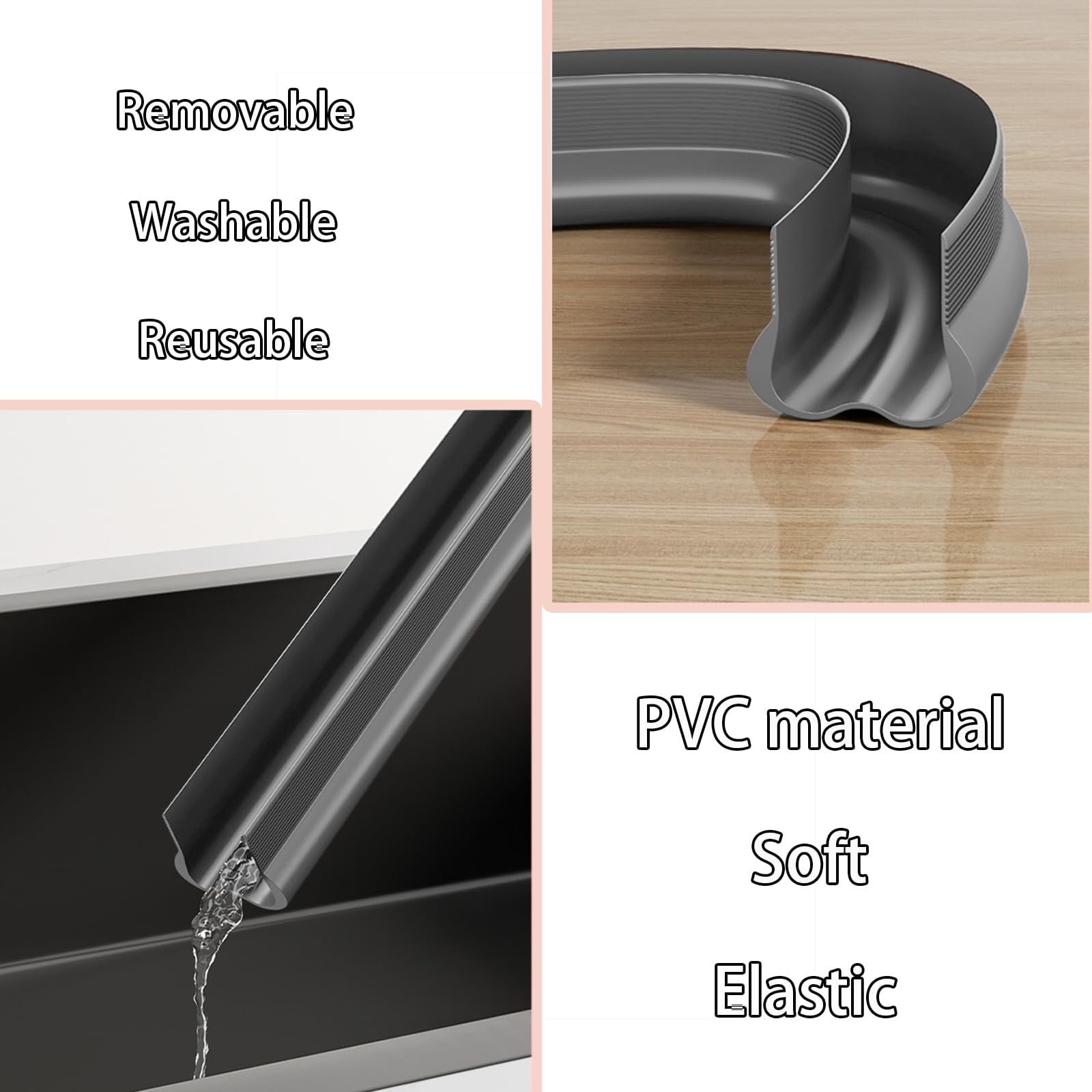 Door Draft Stopper,Draft Guard for Exterior and Interior Doors,Sound Proofing Thick Foam Strip Gap Filler,Weather Stripping Door Seal, Garage Window Blocker Noise Cold Air Insulation(Black) Grey(2pc) - Image 8