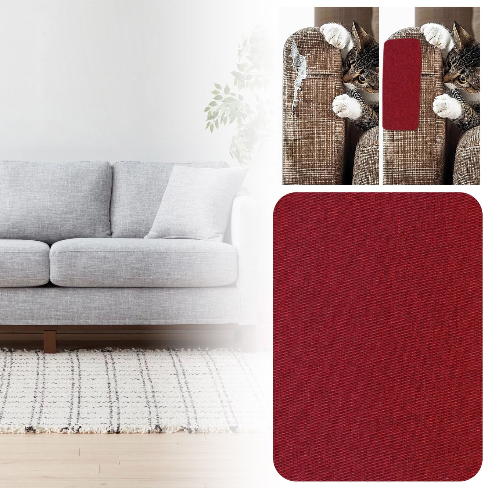 Linen Repair ,Coarse Linen Repair Patches, Self-Adhesive Linen Fabric Patches, 8X11 inch Extra Size, Multi Color, Can be Used for Linen Sofa Repair and Linen Clothes Repair(Red) Red - Image 2
