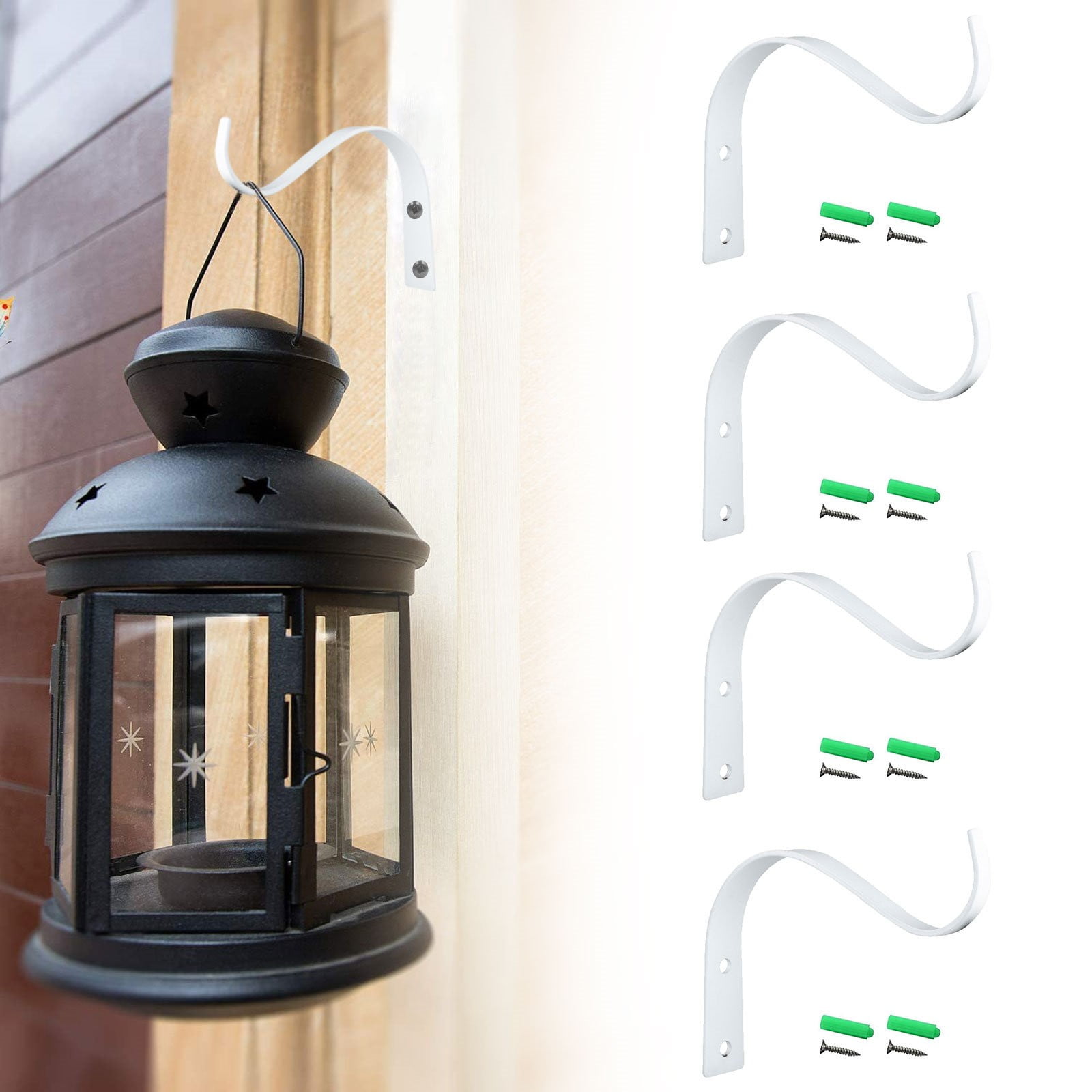 4.5 Inch Plant Hanger,Sturdy Hanging Plant Bracket Hooks Outdoor,Plant Hangers,Plant Hanger Bracket,Bird Feeder Hanger for Bird Feeders, Planters, Lanterns, Wind Chimes Indoor Outdoor,(Black,1 PCS) 4 PCS Black - Image 2
