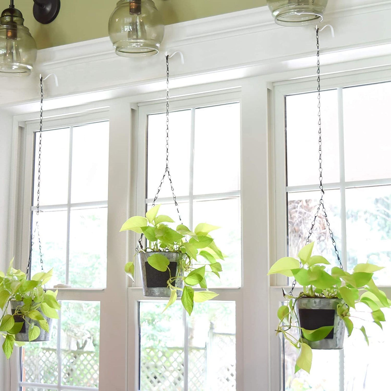 4.5 Inch Plant Hanger,Sturdy Hanging Plant Bracket Hooks Outdoor,Plant Hangers,Plant Hanger Bracket,Bird Feeder Hanger for Bird Feeders, Planters, Lanterns, Wind Chimes Indoor Outdoor,(Black,1 PCS) 2 PCS White - Image 4