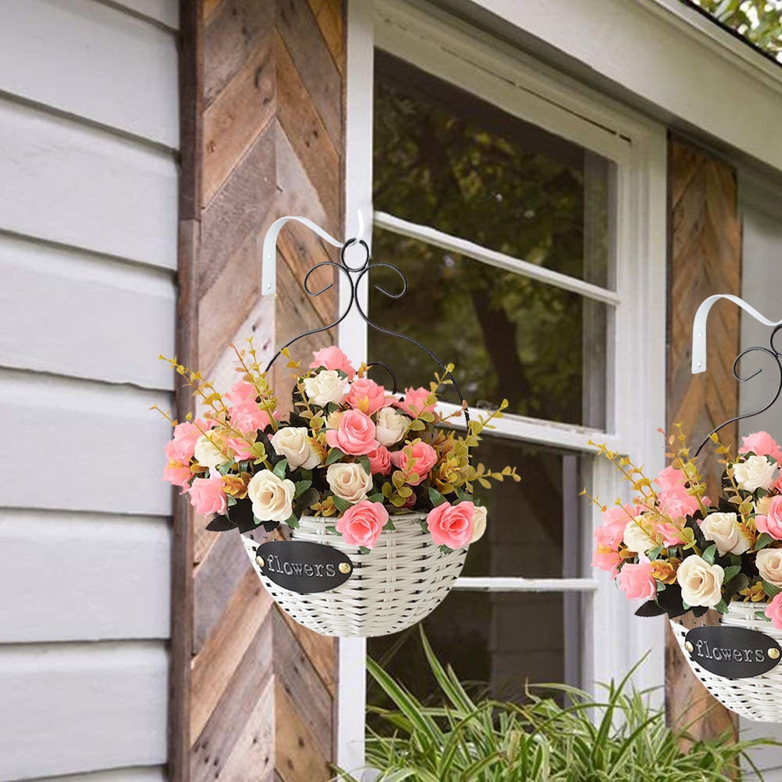 4.5 Inch Plant Hanger,Sturdy Hanging Plant Bracket Hooks Outdoor,Plant Hangers,Plant Hanger Bracket,Bird Feeder Hanger for Bird Feeders, Planters, Lanterns, Wind Chimes Indoor Outdoor,(Black,1 PCS) 2 PCS White - Image 5