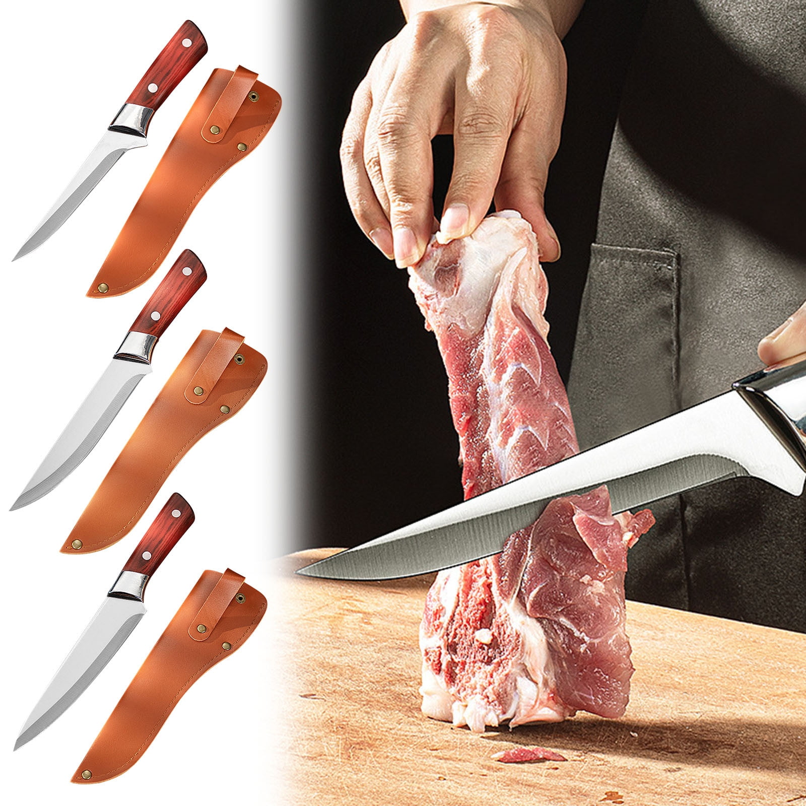 Knife Recommended By A Chef -Japanese Premium Knife, Super Sharp German High-Carbon Stainless Steel Boning Knifes with Eather Sheath for Home, Camping,Cattle Sheep Segmentation Tool (Boning knife) M - Image 5