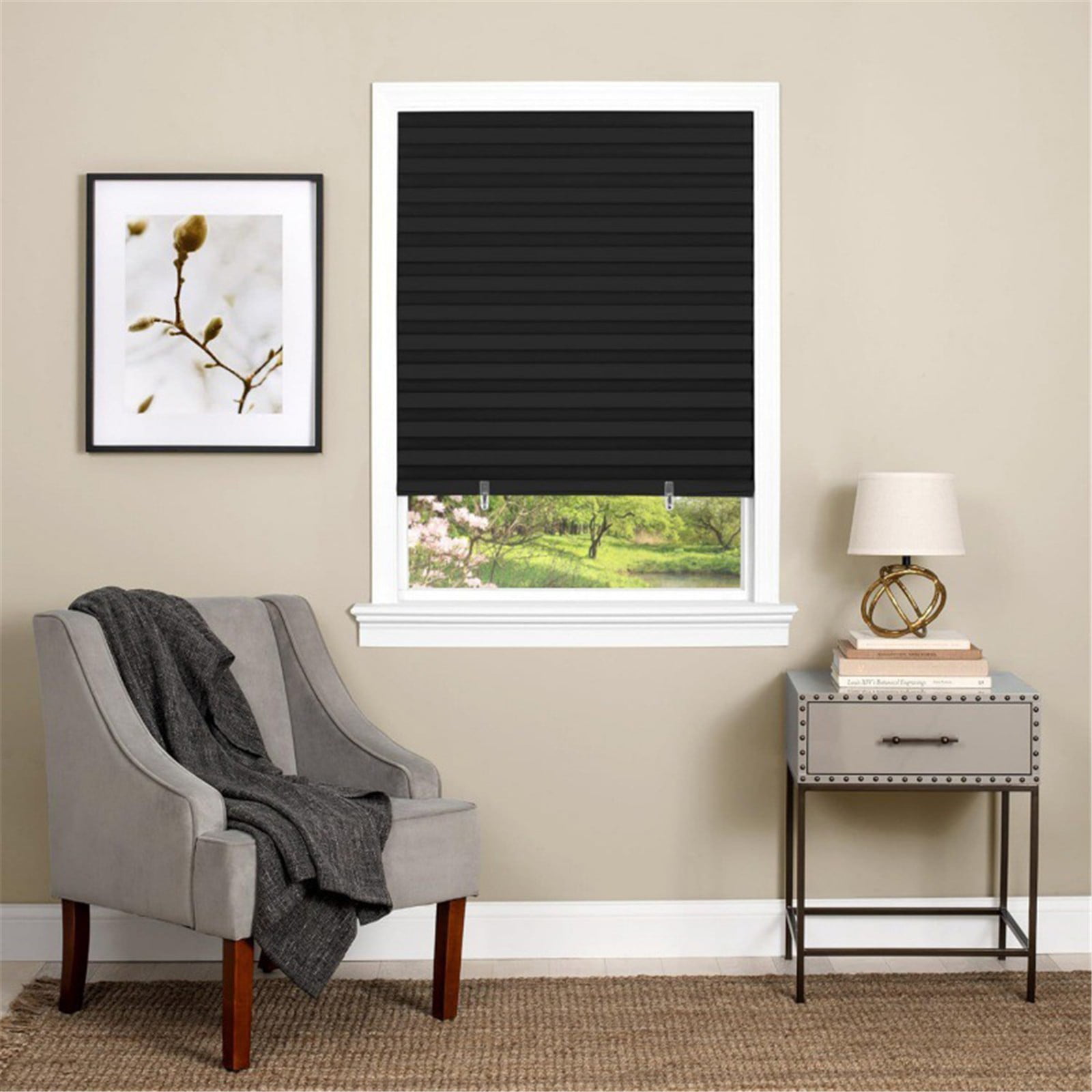 Window Blinds Cordless Blackout, No Drill Cut to Size Clip On Stick On Self Adhesive Temporary Blinds Pleated Paper Blinds Fits Blinds Window Roller for Bathroom Kitchen Living Room(Black90x150cm) Black90x150cm - Image 5
