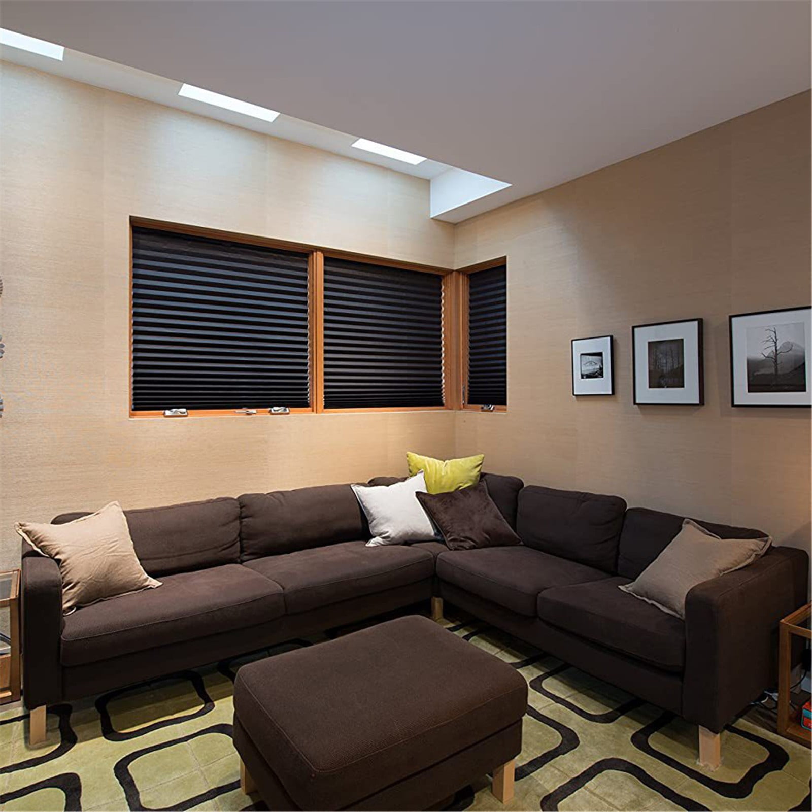 Window Blinds Cordless Blackout, No Drill Cut to Size Clip On Stick On Self Adhesive Temporary Blinds Pleated Paper Blinds Fits Blinds Window Roller for Bathroom Kitchen Living Room(Black90x150cm) Black90x180cm - Image 6