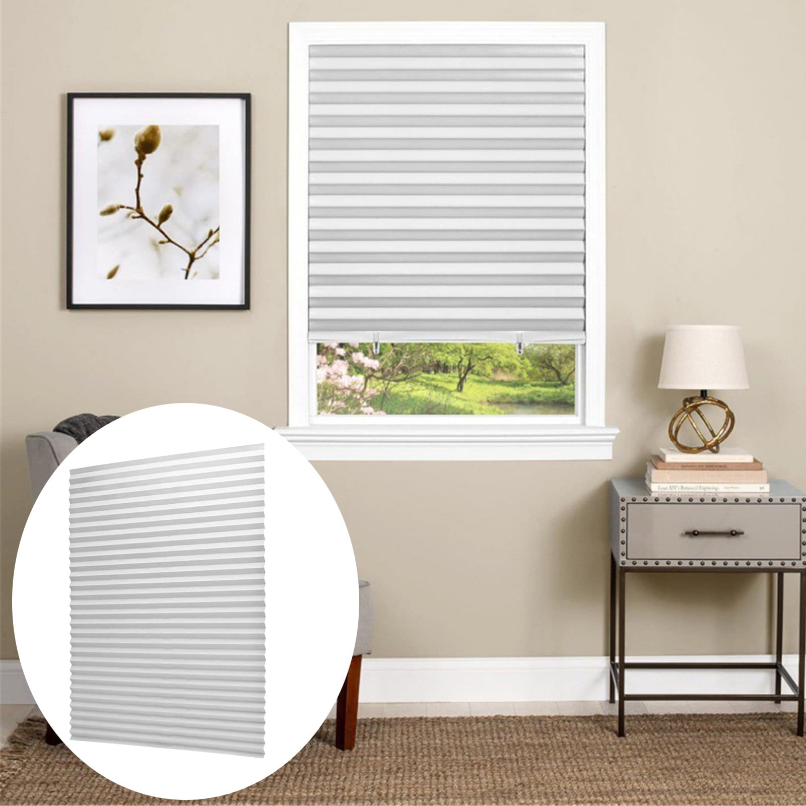 Window Blinds Cordless Blackout, No Drill Cut to Size Clip On Stick On Self Adhesive Temporary Blinds Pleated Paper Blinds Fits Blinds Window Roller for Bathroom Kitchen Living Room(Black90x150cm) White60x150cm(2pc) - Image 4