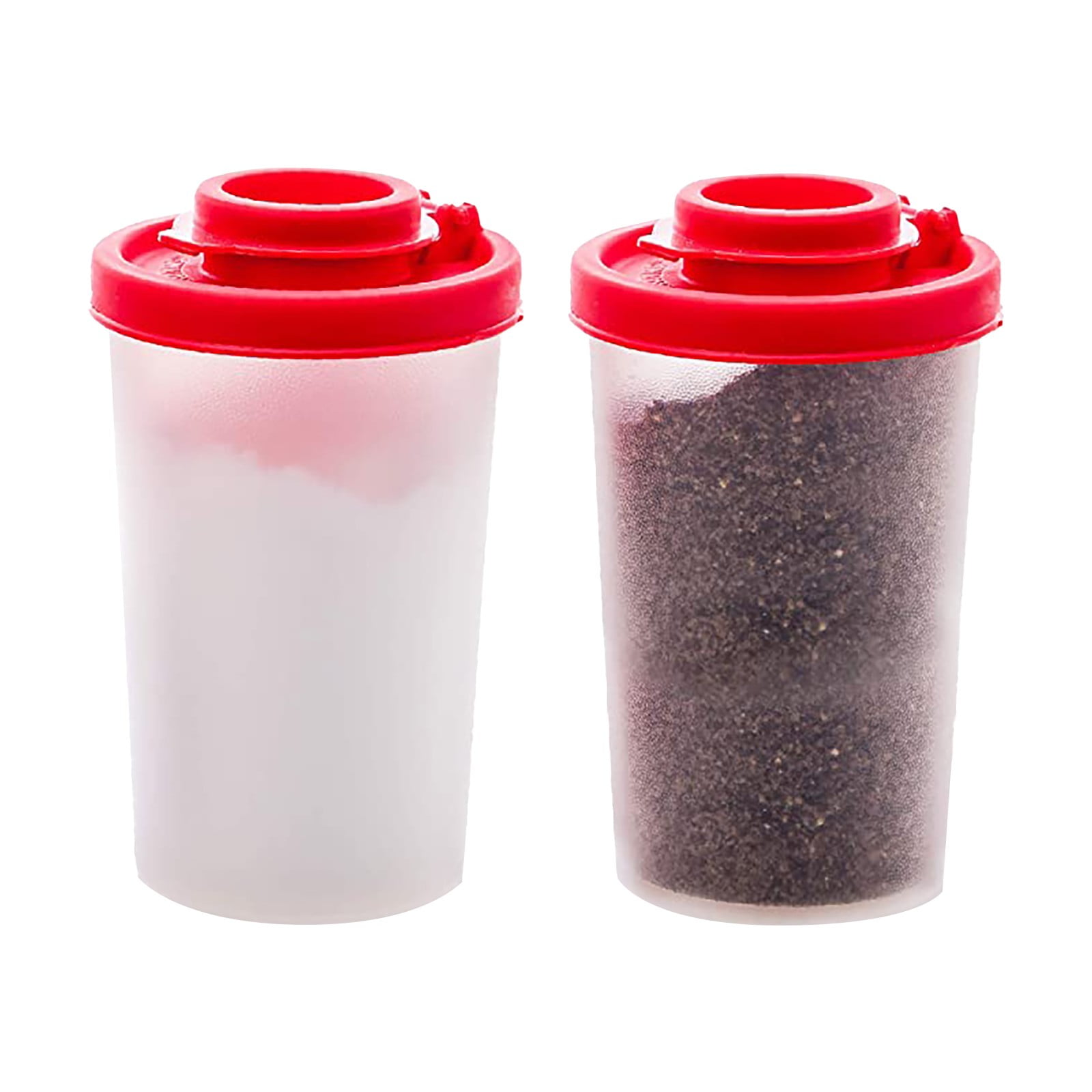 Salt And Pepper Shakers Moisture Proof,Plastic Salt Shakers,Salt Shaker To Go Camping Picnic Outdoors Kitchen Lunch Boxes Travel Spice Set Clear With Red Covers Lids Plastic Airtight Dispenser,1PCS 2PCS - Image 4