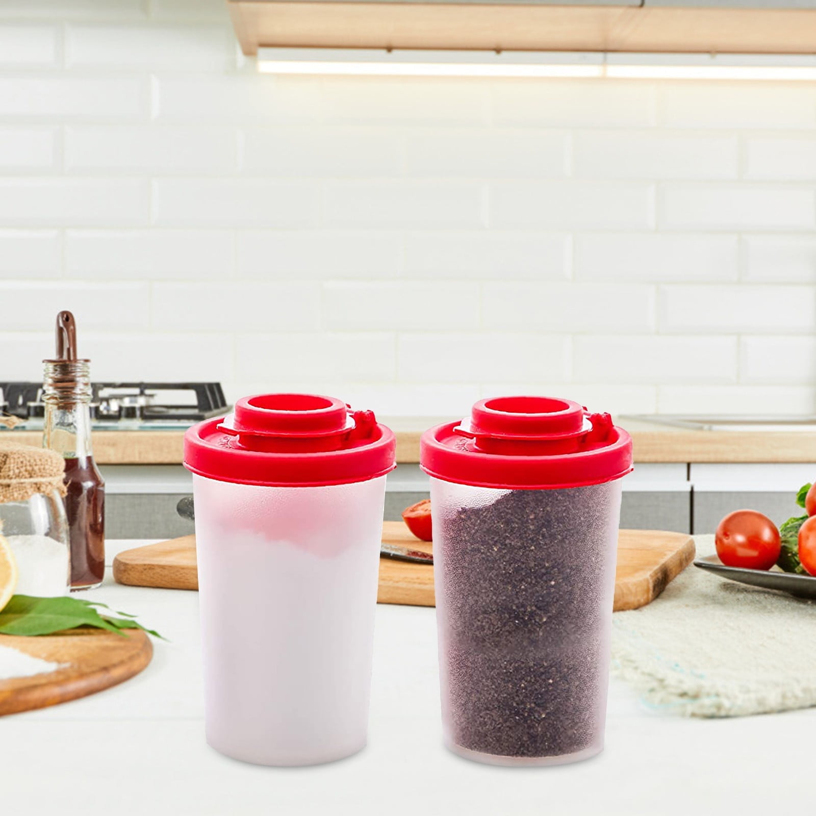 Salt And Pepper Shakers Moisture Proof,Plastic Salt Shakers,Salt Shaker To Go Camping Picnic Outdoors Kitchen Lunch Boxes Travel Spice Set Clear With Red Covers Lids Plastic Airtight Dispenser,1PCS 8PCS - Image 7