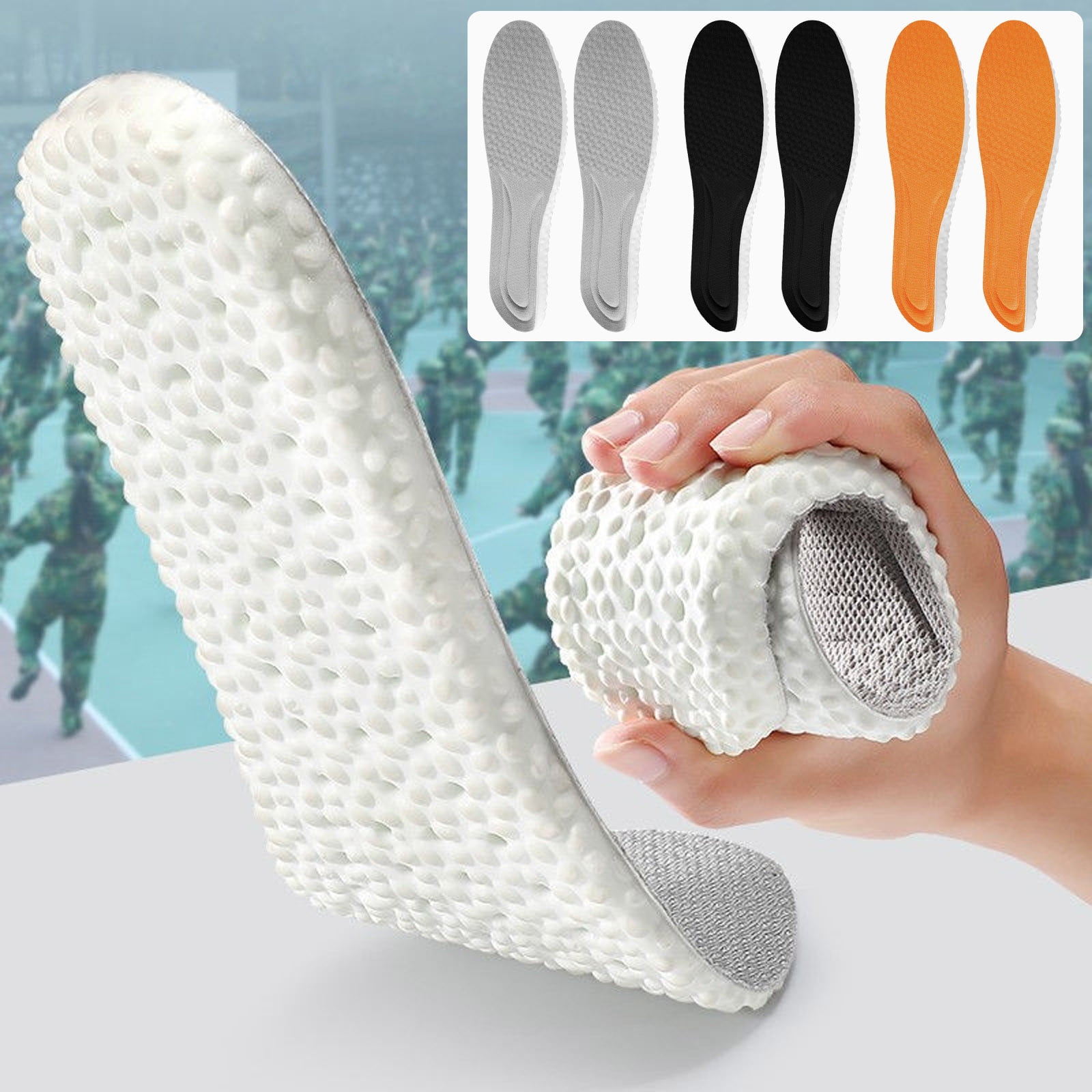 Steppers Insoles for Men Women, Massage Insole, Cloud Insole, Men's Comfortble Steppers Shoe Insoles Inserts, Memory Foam with Arch Surpport Insoles for Arch Pain,Advanced Sport Massaging Insoles Orange 39-40 - Image 3