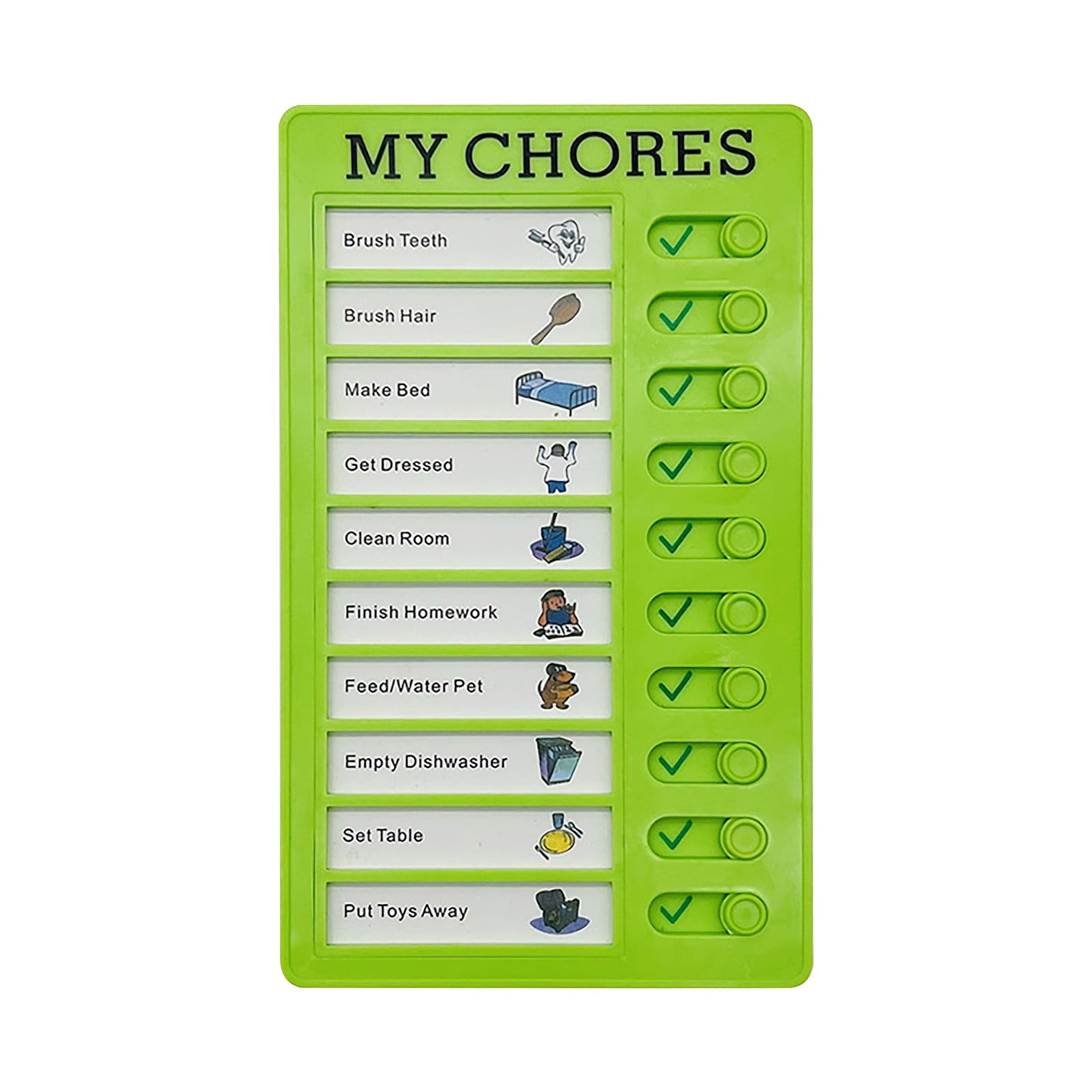 1Pc To Do List Checklist,Chores Chart for Man and Woman Chore Chart, Sliding Routine Chart to Do List, RV Checklist Task Planning Board, ADHD Tools Routine Visual Schedule Reminder(White5) Green - Image 1