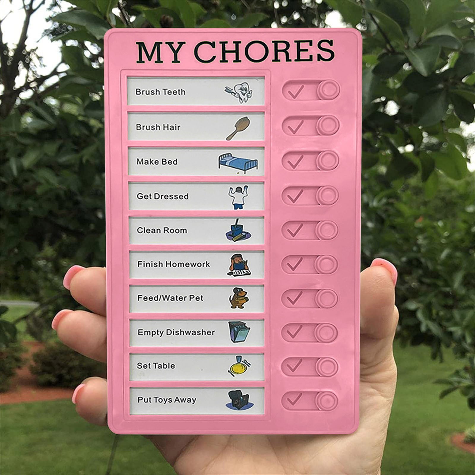 1Pc To Do List Checklist,Chores Chart for Man and Woman Chore Chart, Sliding Routine Chart to Do List, RV Checklist Task Planning Board, ADHD Tools Routine Visual Schedule Reminder(White5) Green - Image 3